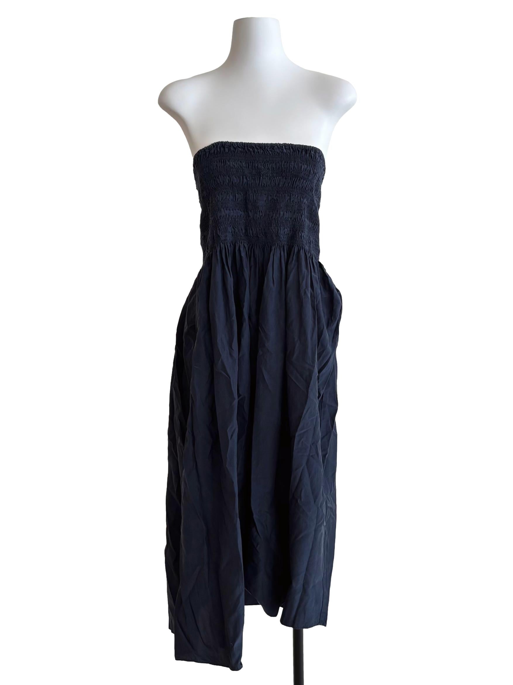 Peacock Blue Strapless Smocked Dress