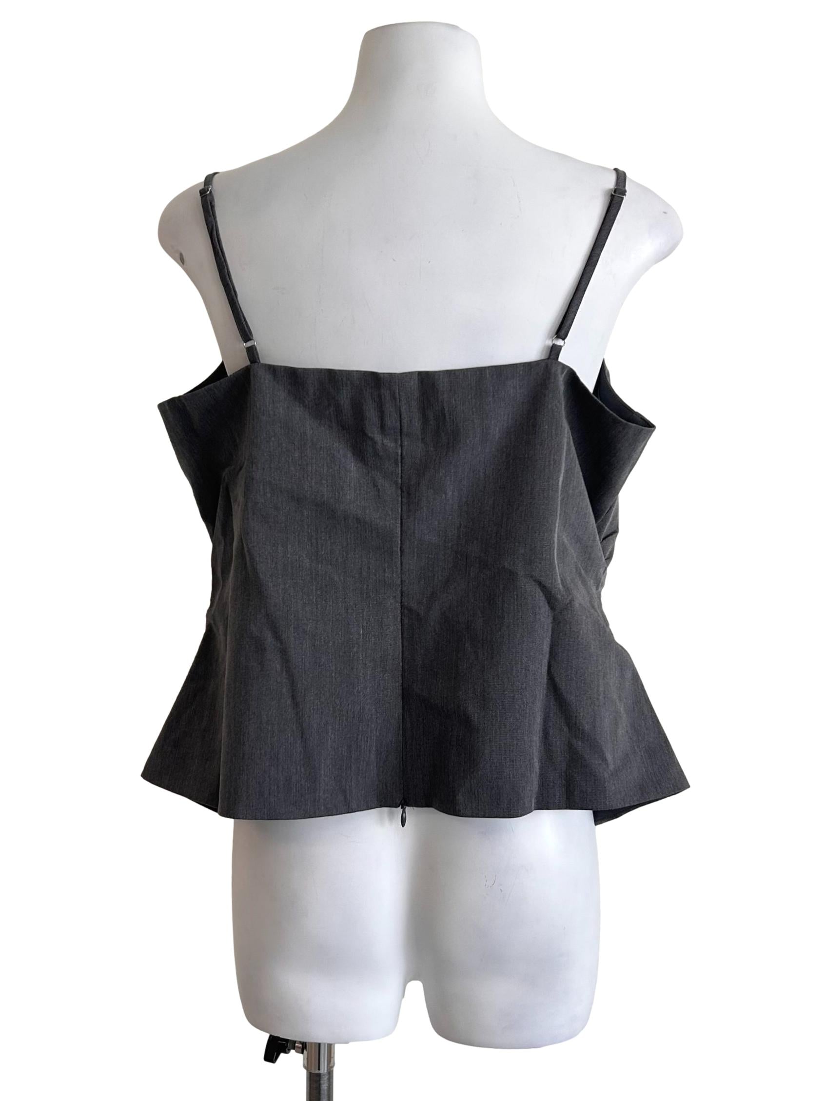 Ash Grey Ruched Button Vest Top