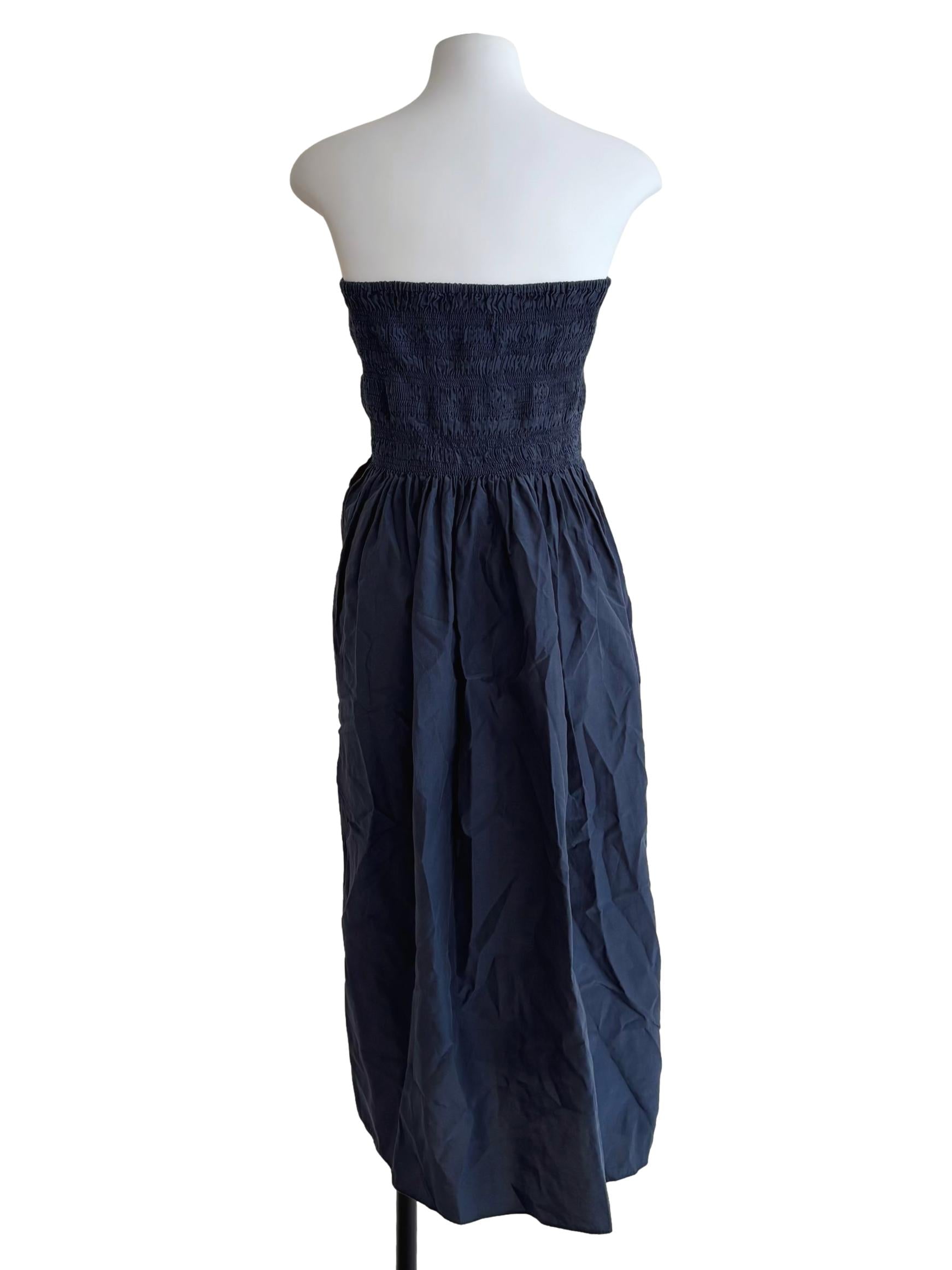 Peacock Blue Strapless Smocked Dress