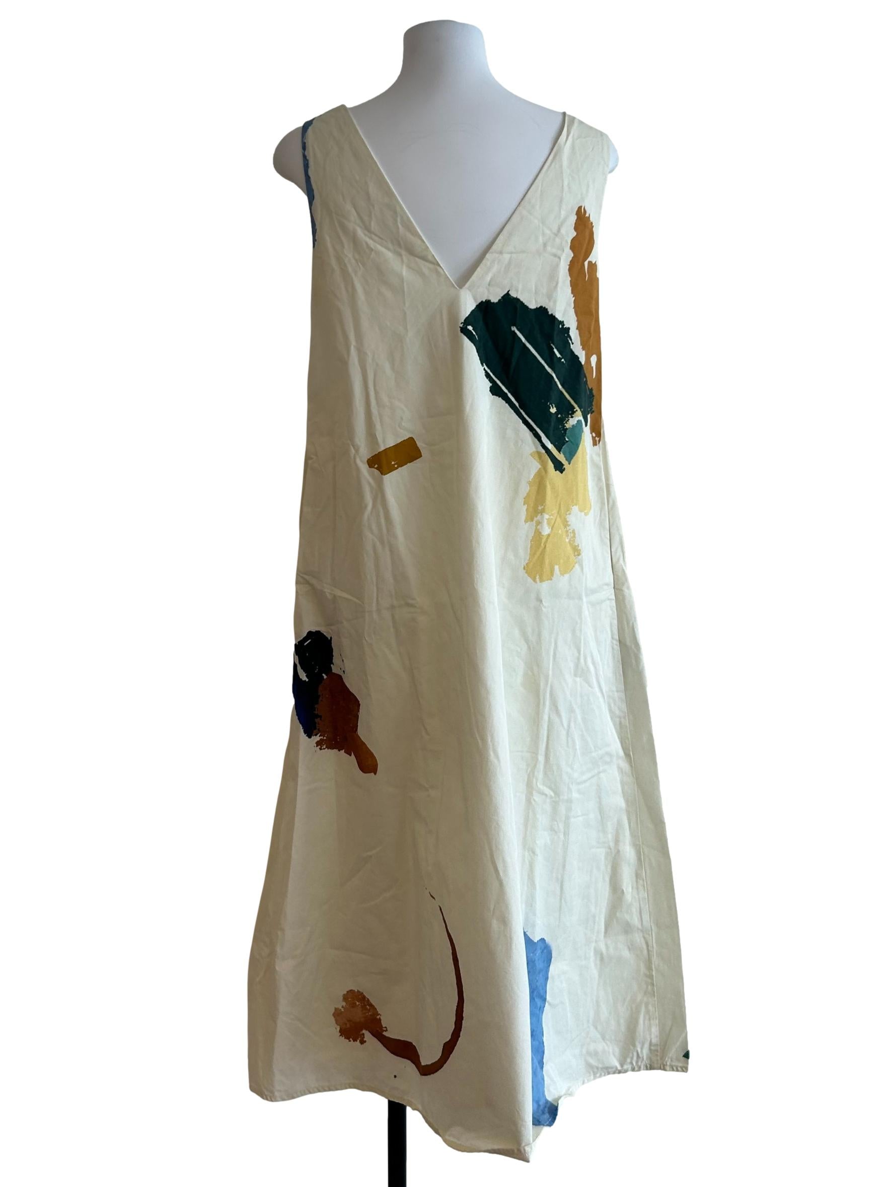 White Fragments Cotton Midi Dress OSN