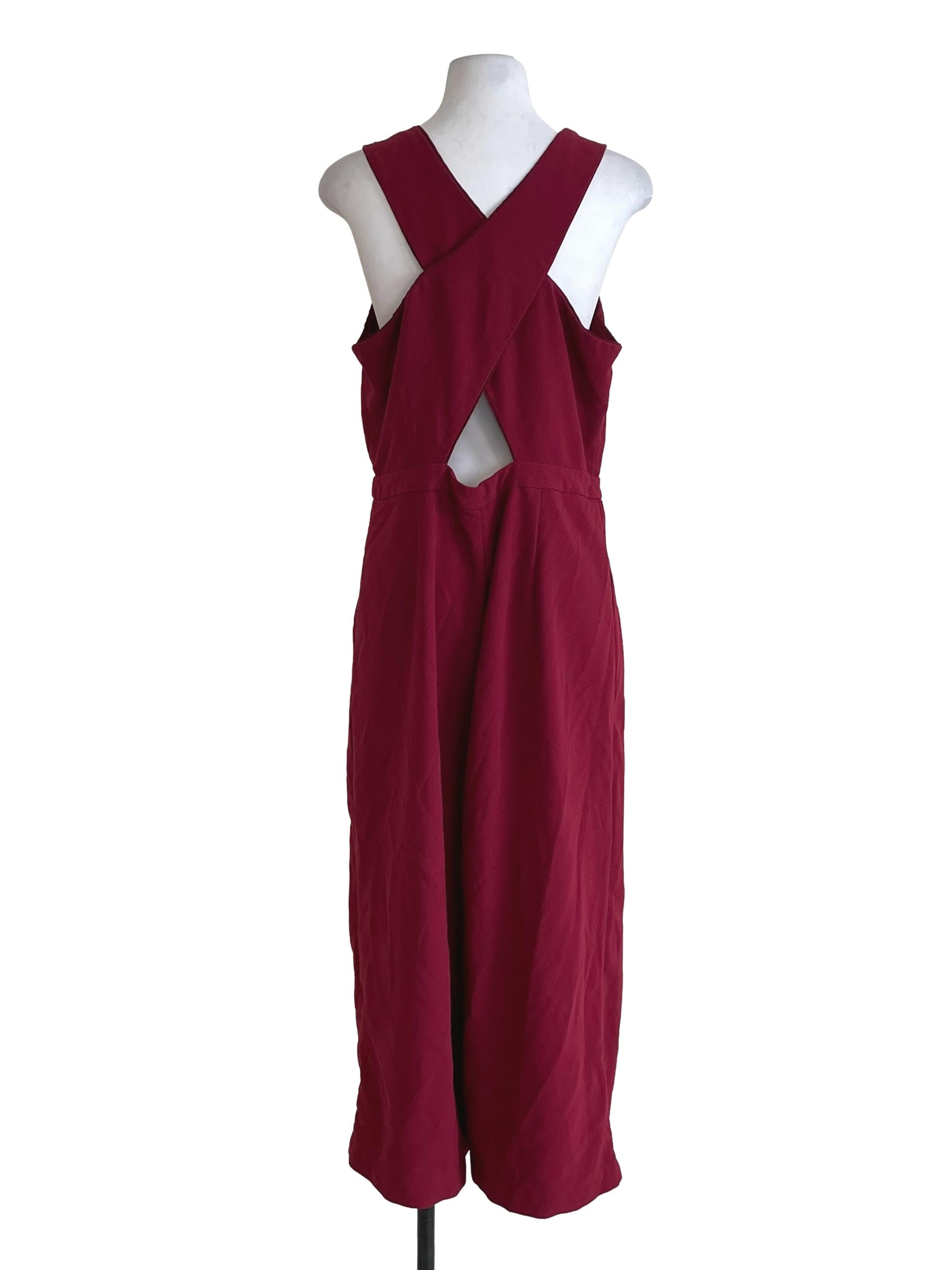 Berry Red Ribbed Wendy Wrap Jumpsuit