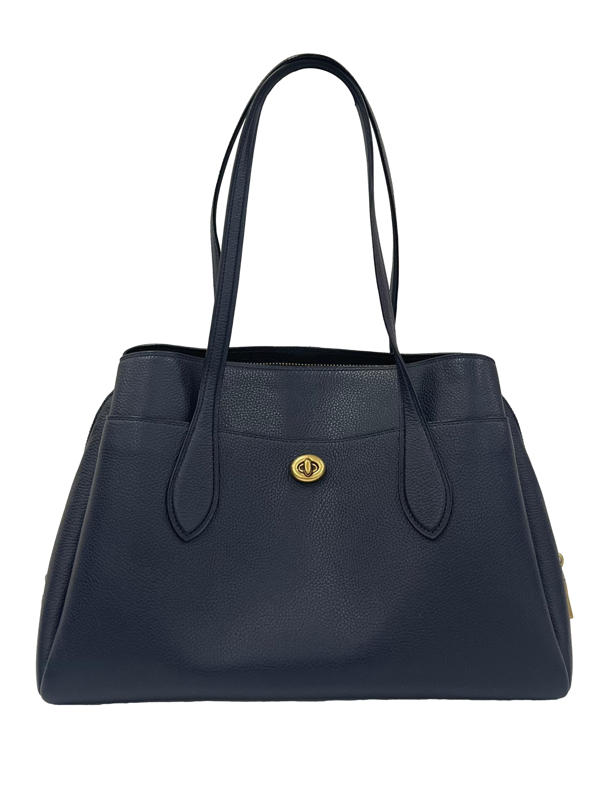 Midnight Navy Leather Lora Carryall Shoulder Bag CSN