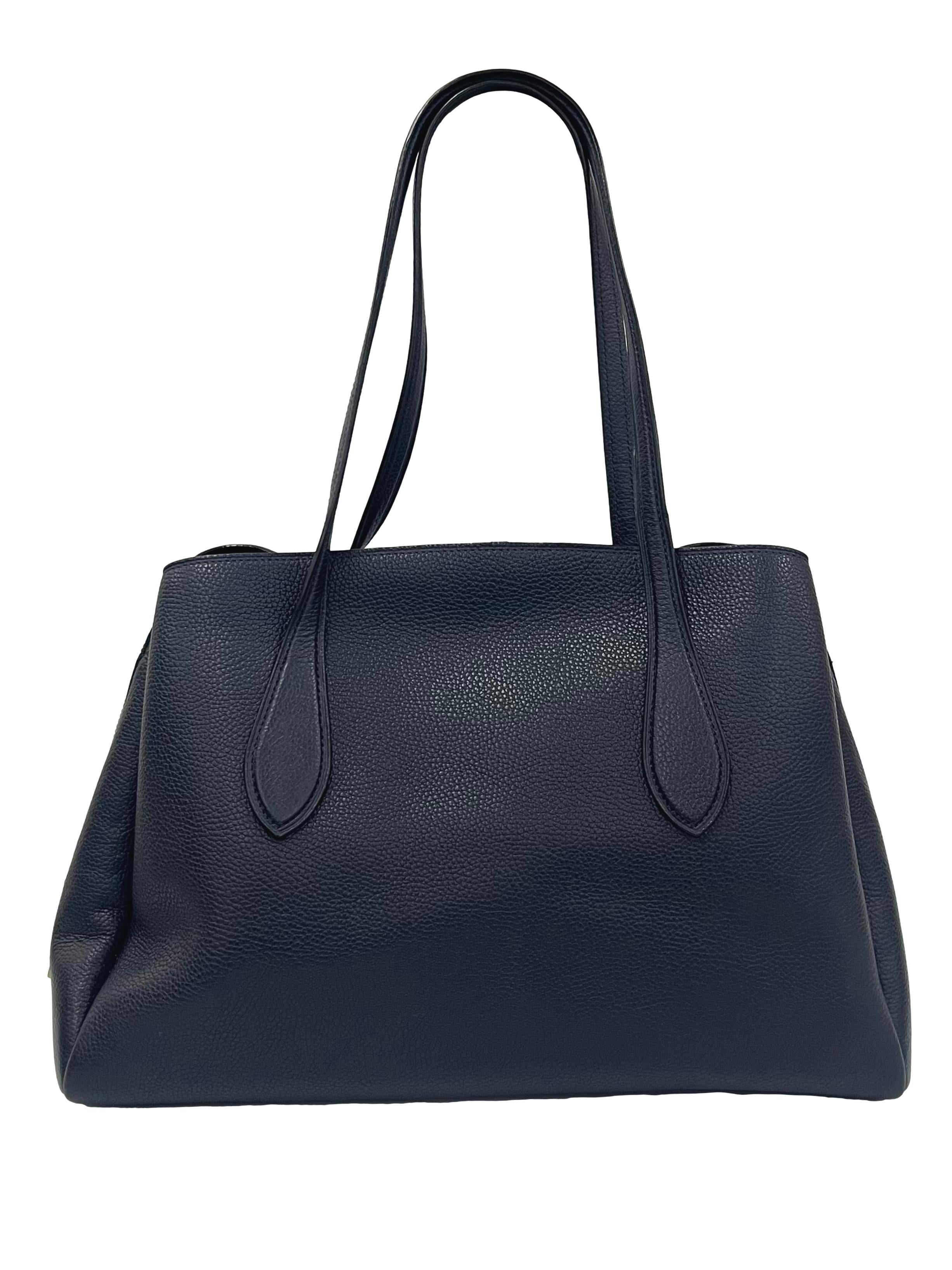 Midnight Navy Leather Lora Carryall Shoulder Bag CSN