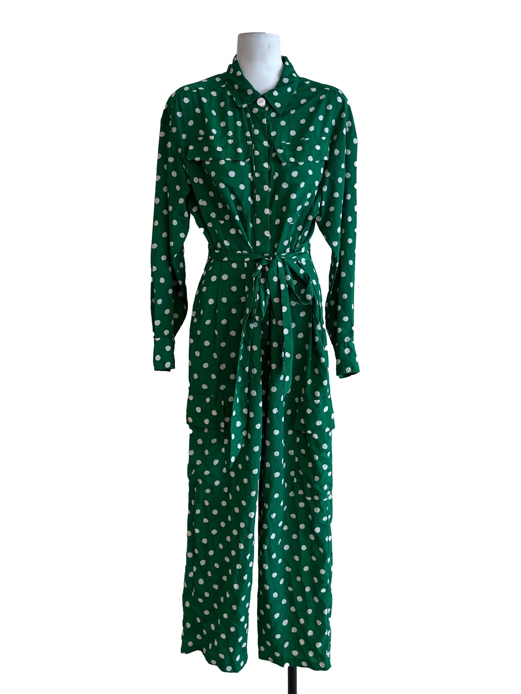 Fern Green Polka Dot Jumpsuit