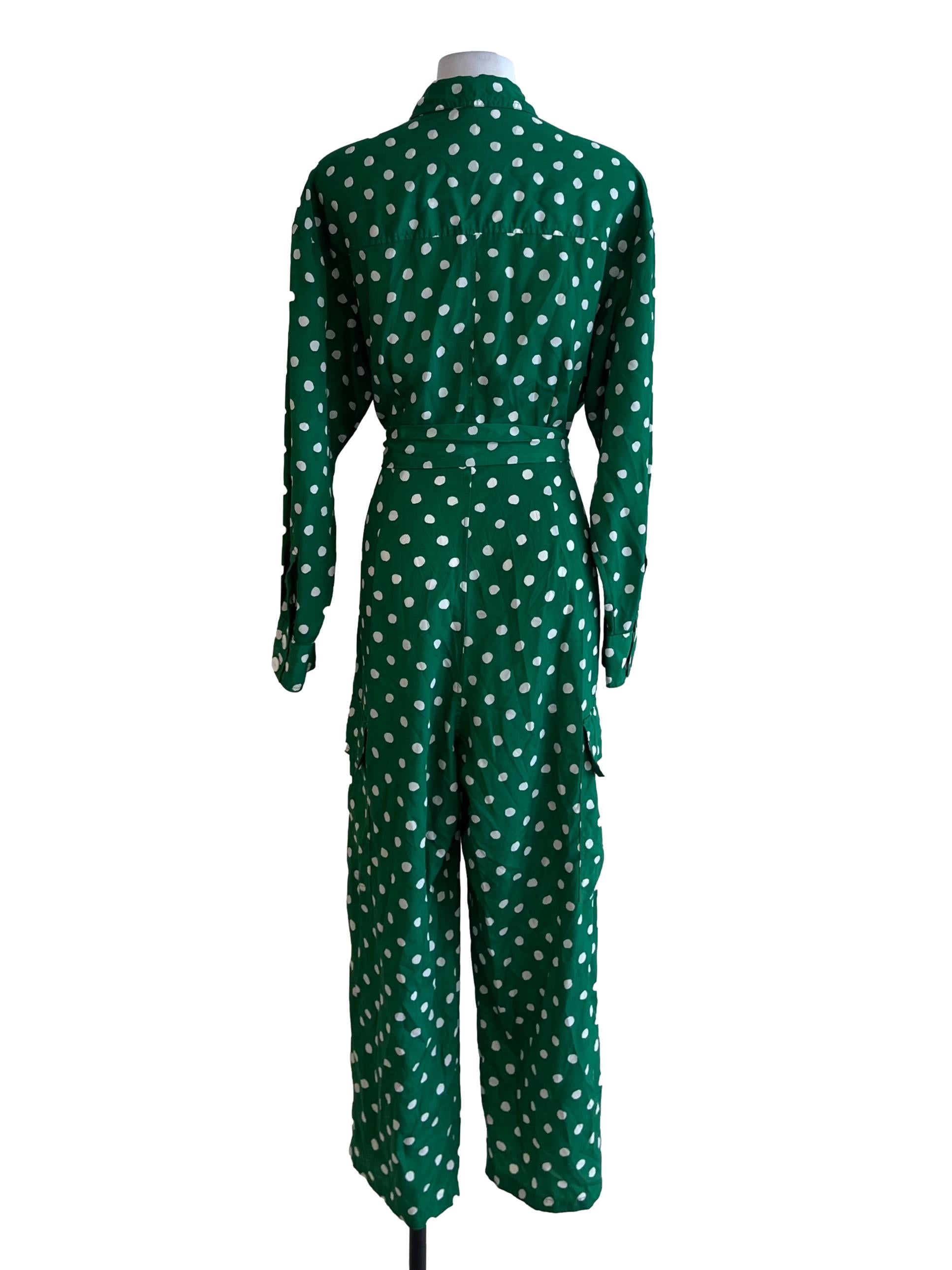Fern Green Polka Dot Jumpsuit
