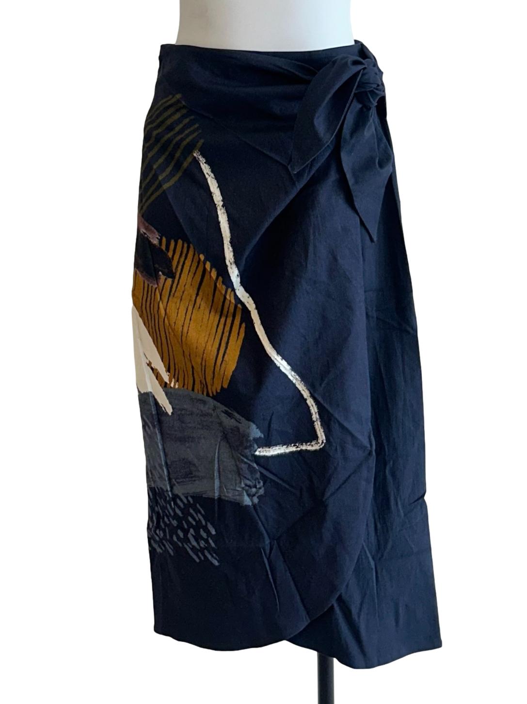 Navy Valley Cotton Wrap Skirt OSN
