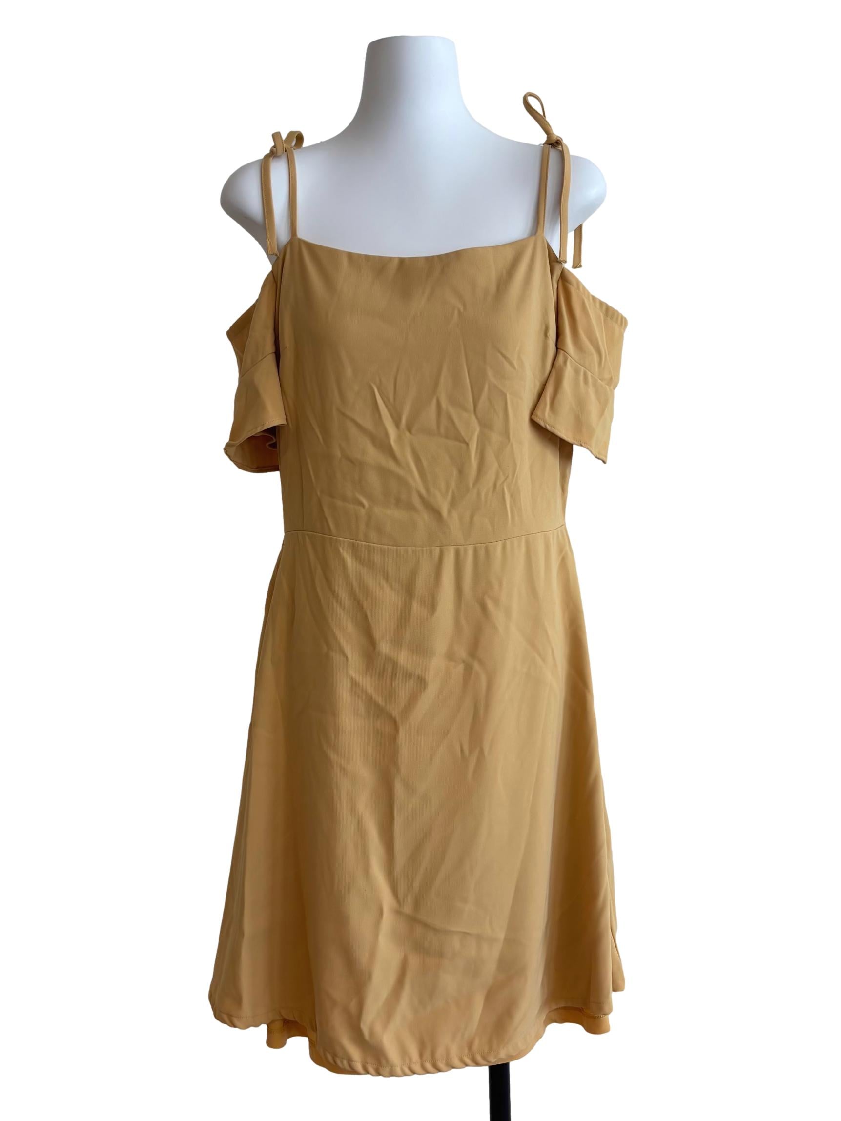 Daffodil Yellow Off Shoulder A-Line Dress