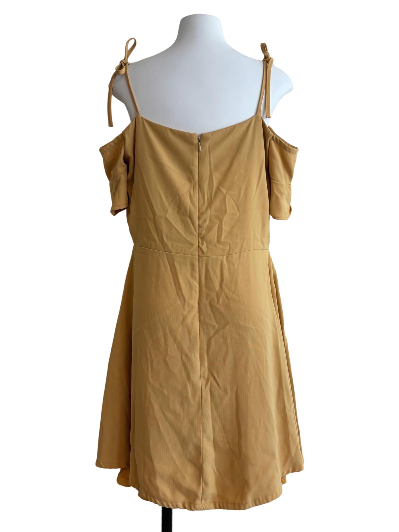 Daffodil Yellow Off Shoulder A-Line Dress