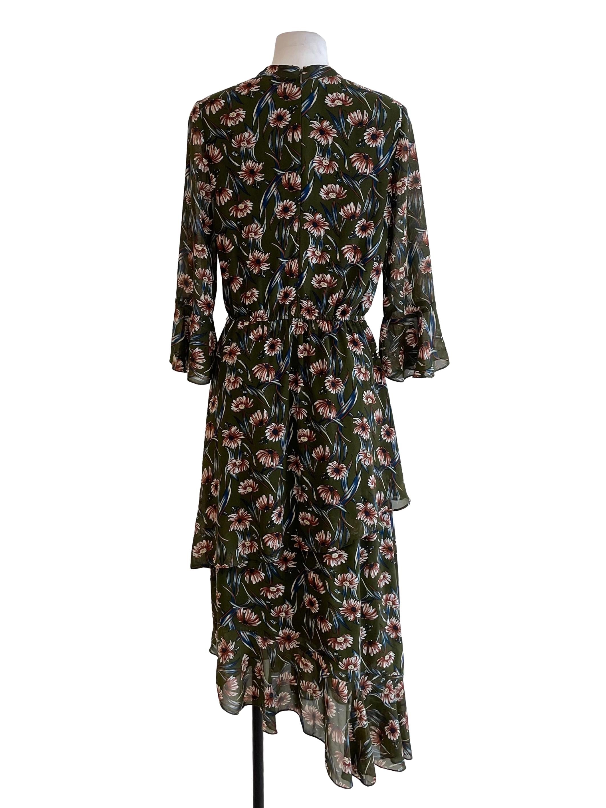 Moss Floral Chest Hollow Dress
