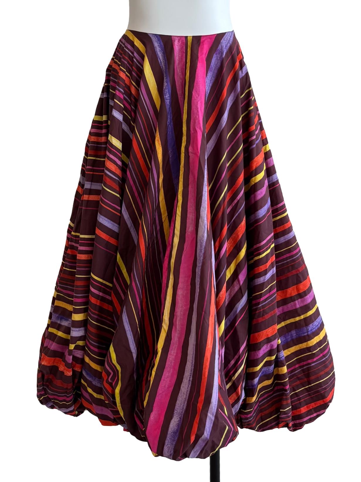 Plum Purple Striped Bubble Skirt