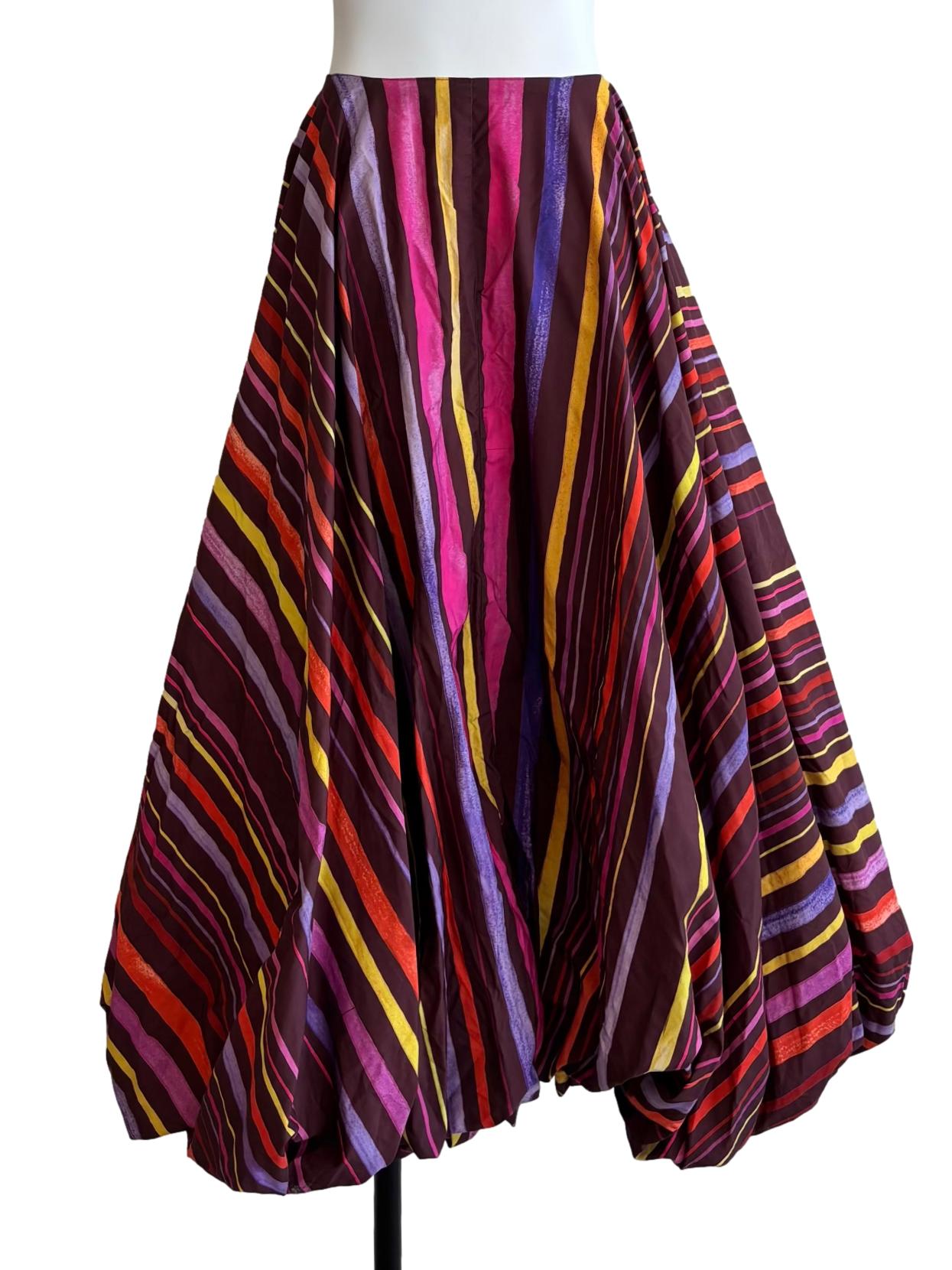 Plum Purple Striped Bubble Skirt