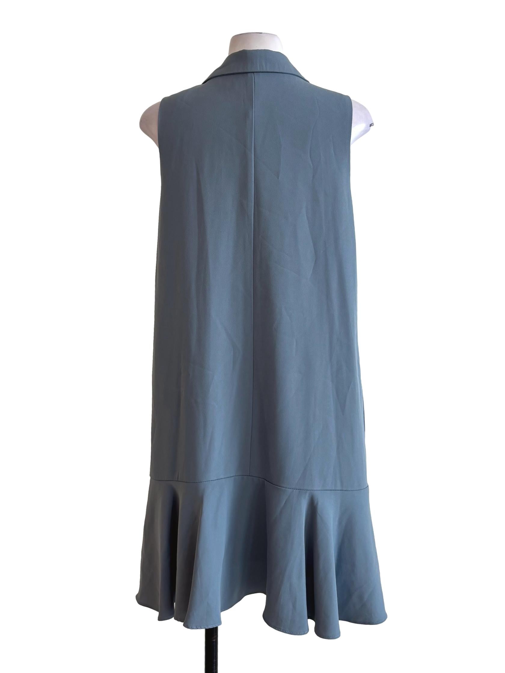 Aegean Blue Double Button Sleeveless Dress