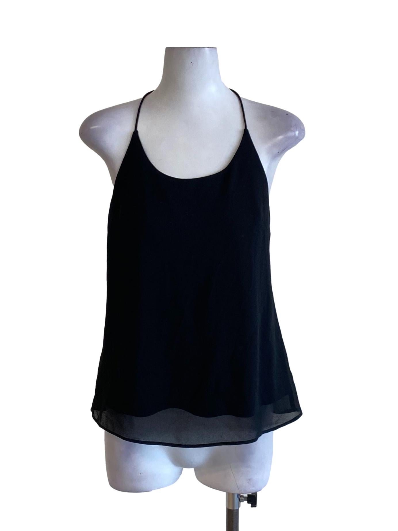 Rich Black Scoop Neck Flowy Spaghetti Strap Top