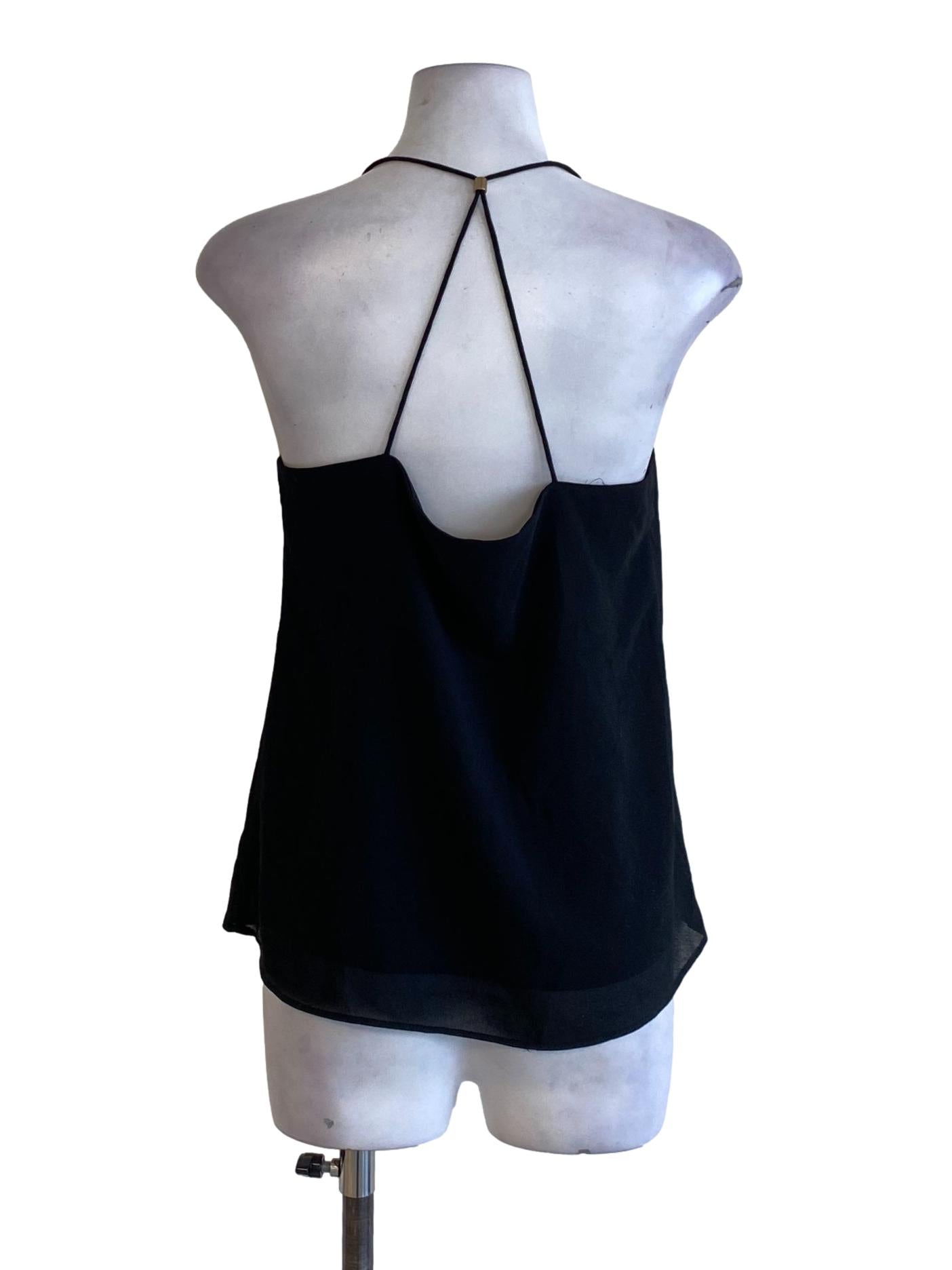 Rich Black Scoop Neck Flowy Spaghetti Strap Top