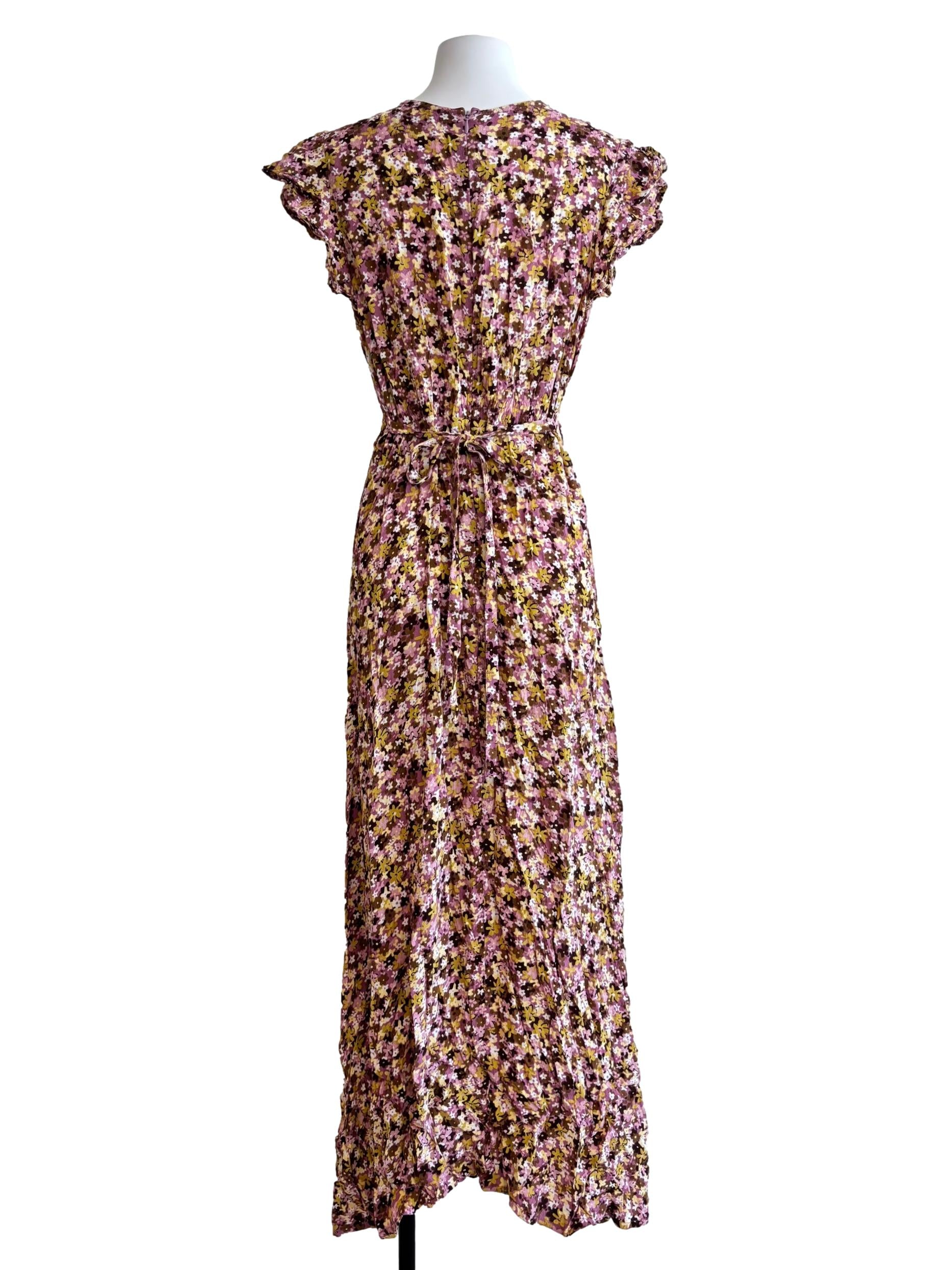 Canary Yellow Brown Floral Sundress