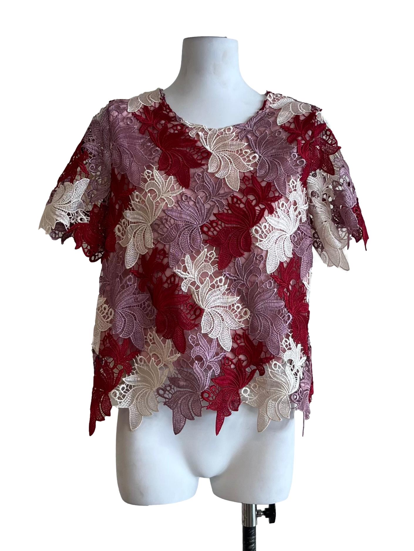 Apple Red Lace Blouse