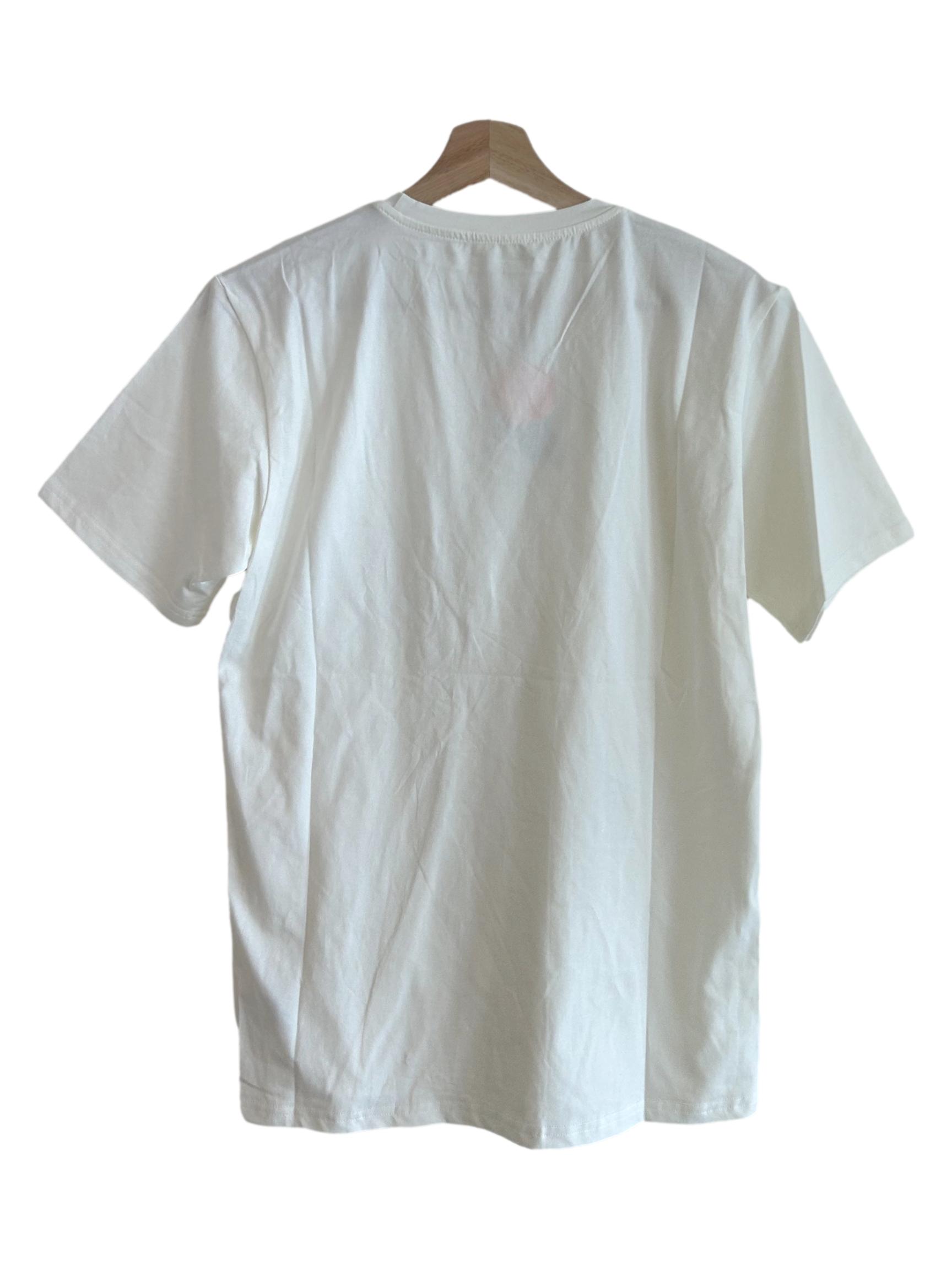 Ivory White T-Shirt with Printed Front Pocket OSN
