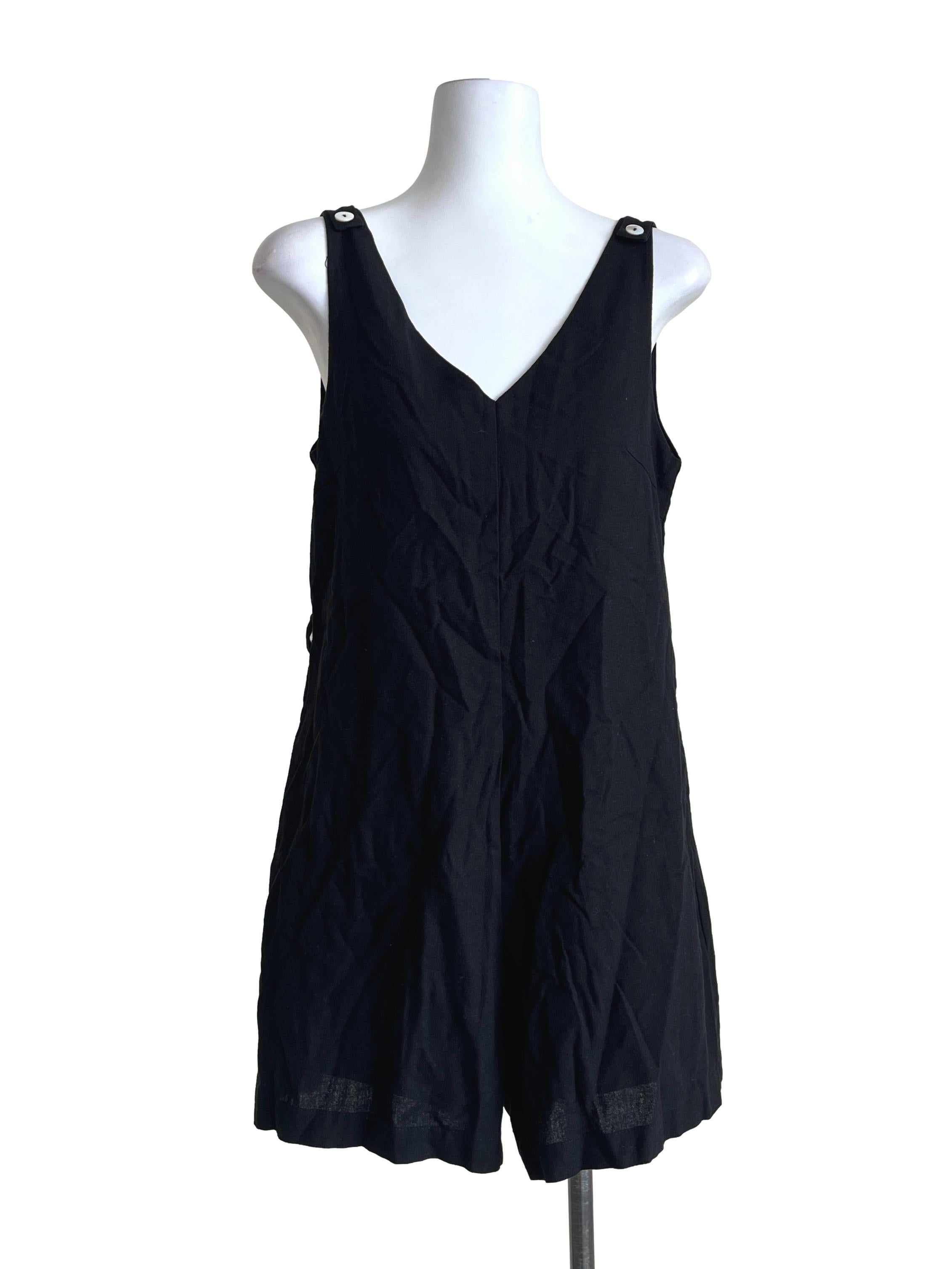 Jet Black V-Neck Romper TWL