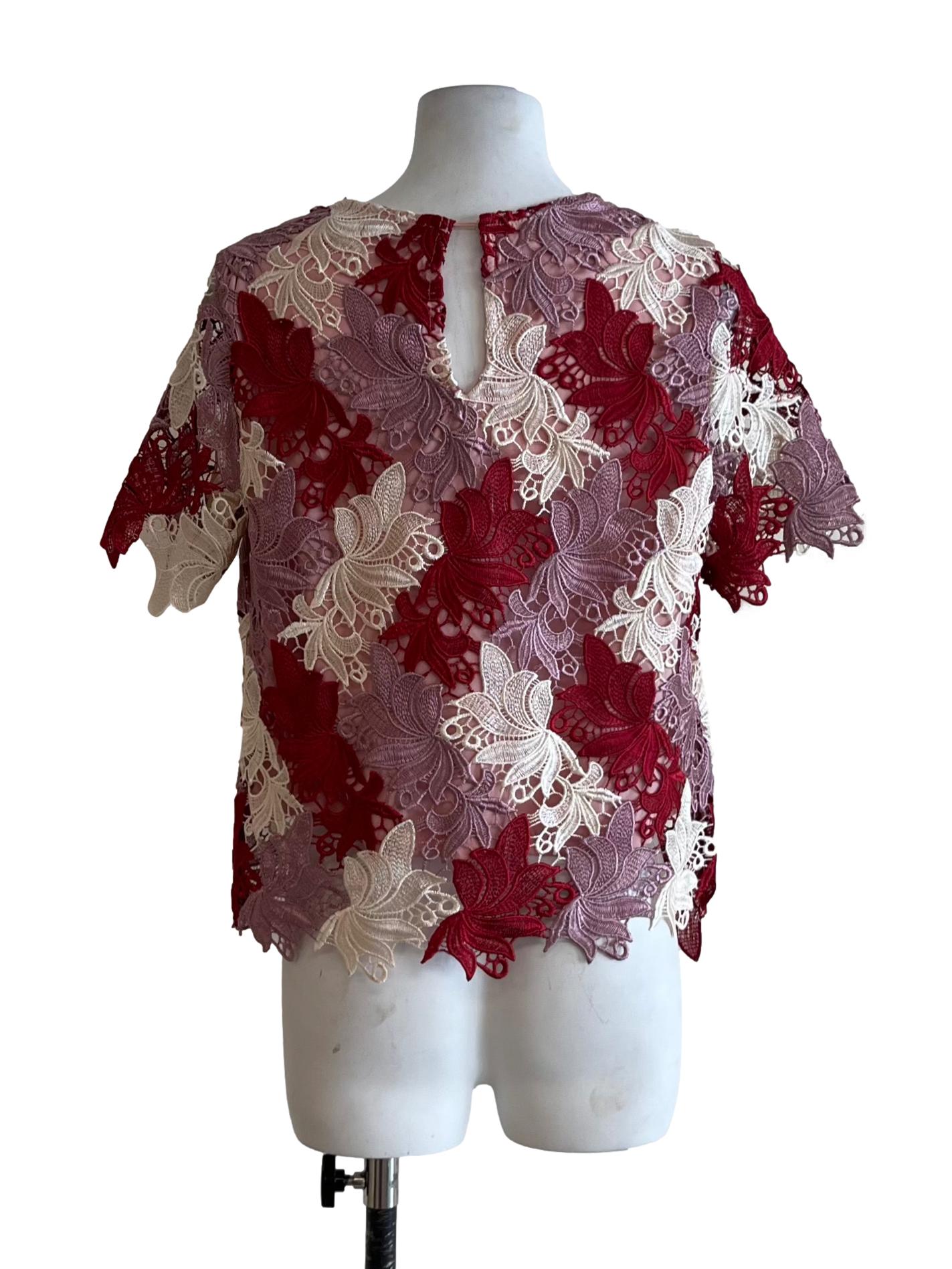 Apple Red Lace Blouse