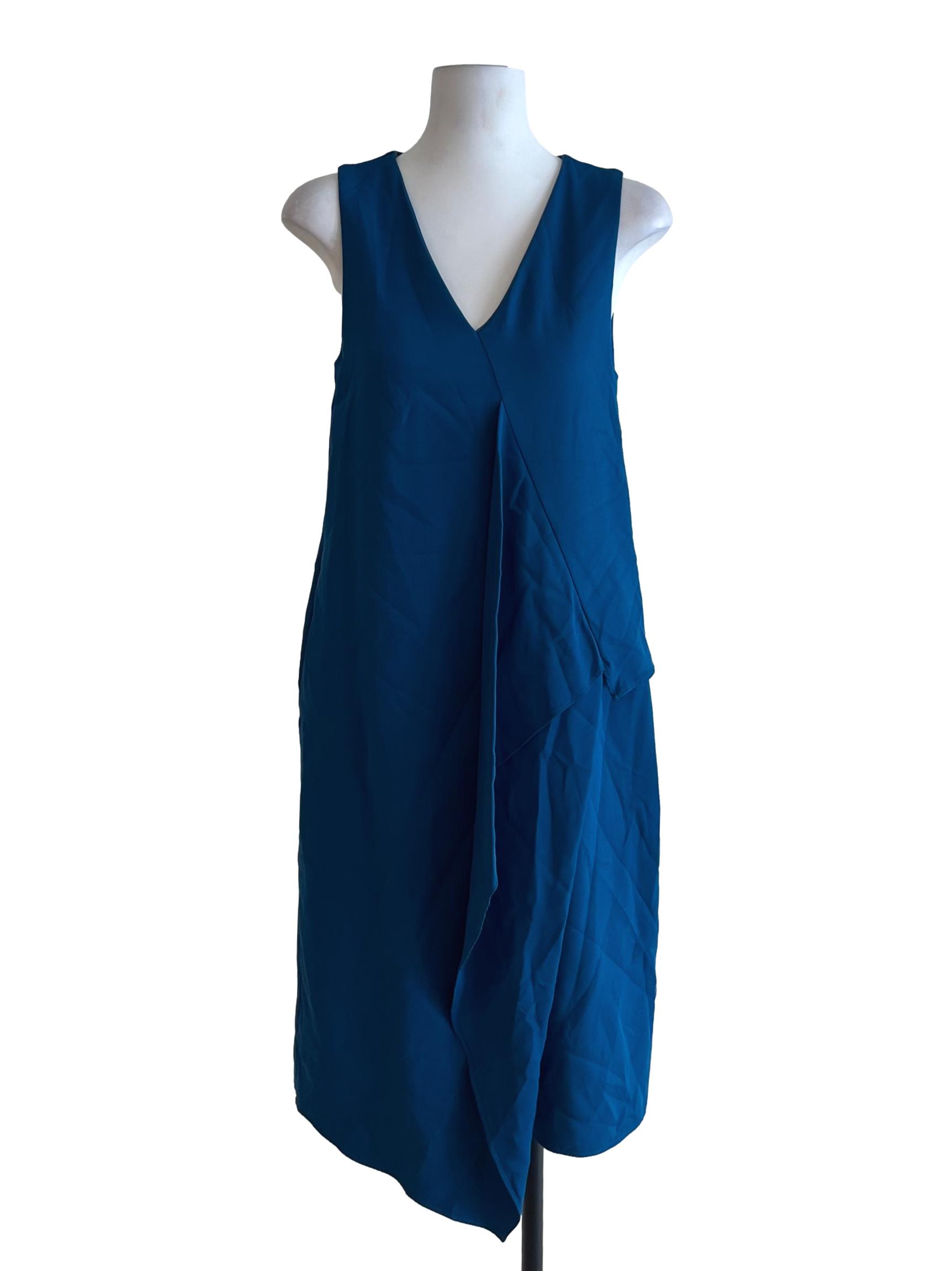 Blue V-Neckline Shift Dress