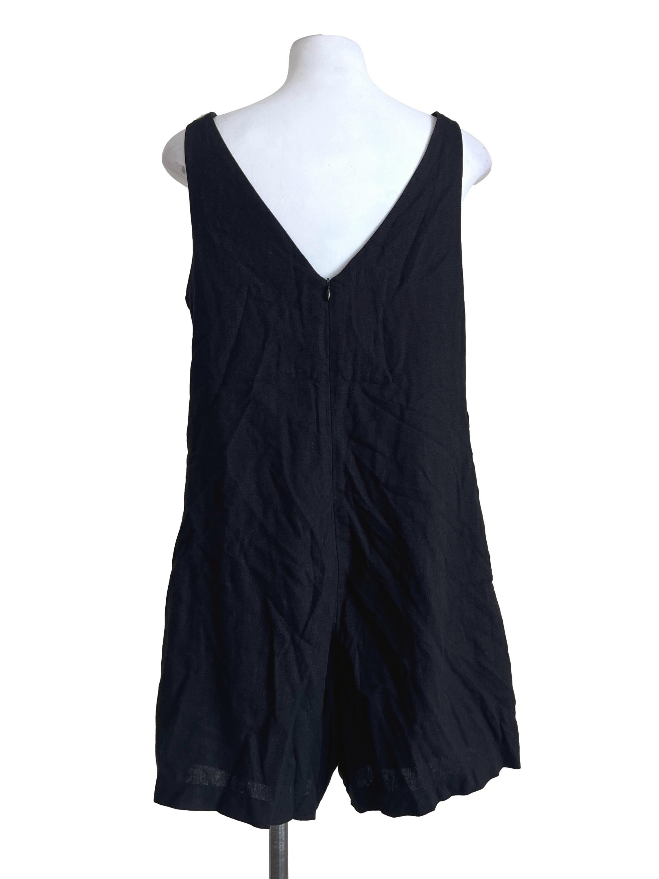 Jet Black V-Neck Romper TWL