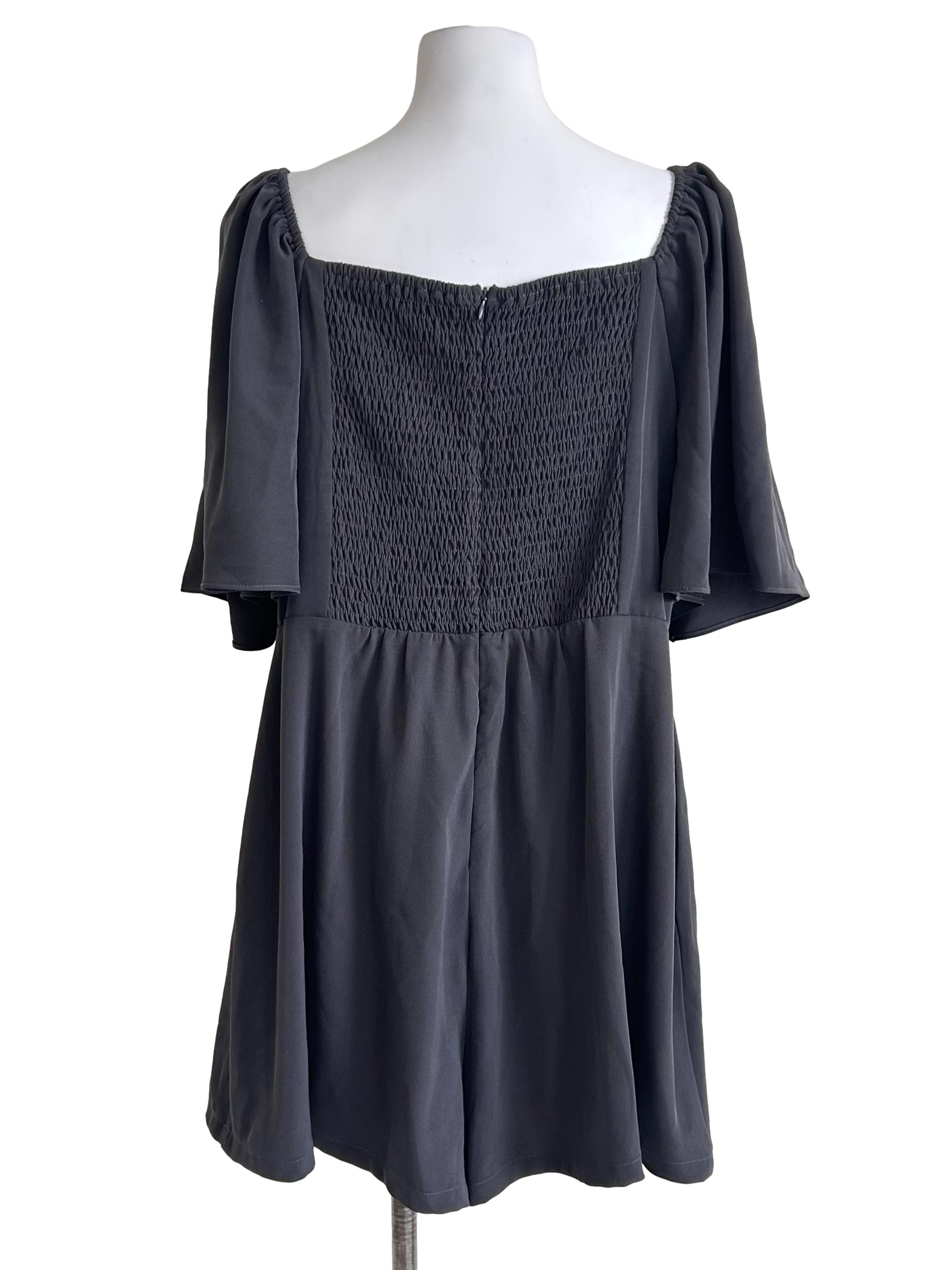 Storm Grey Flutter Sleeves Romper