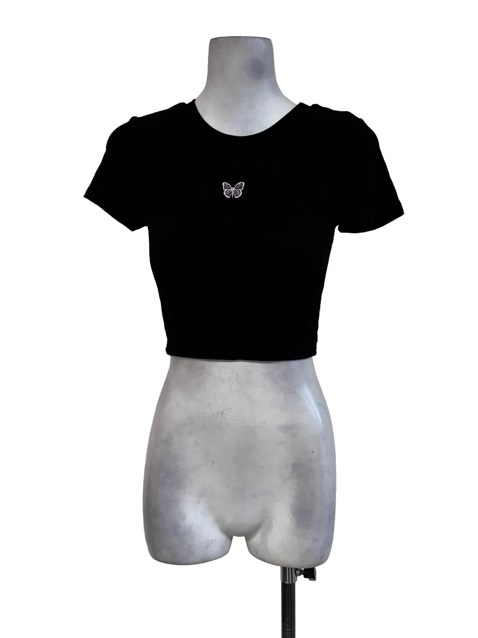 Black Padded Crop Top