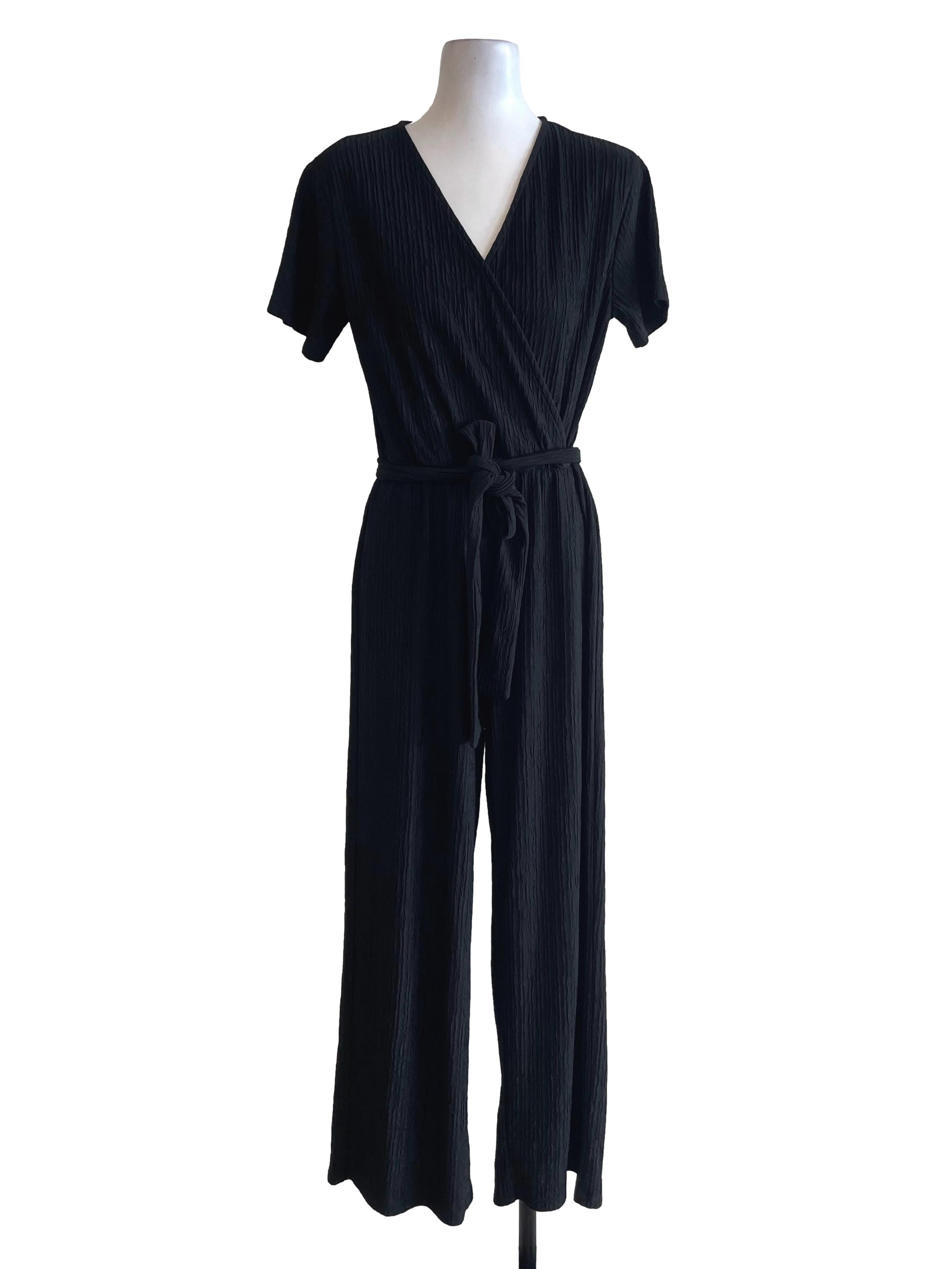 Black Crinkled Jumpsuits