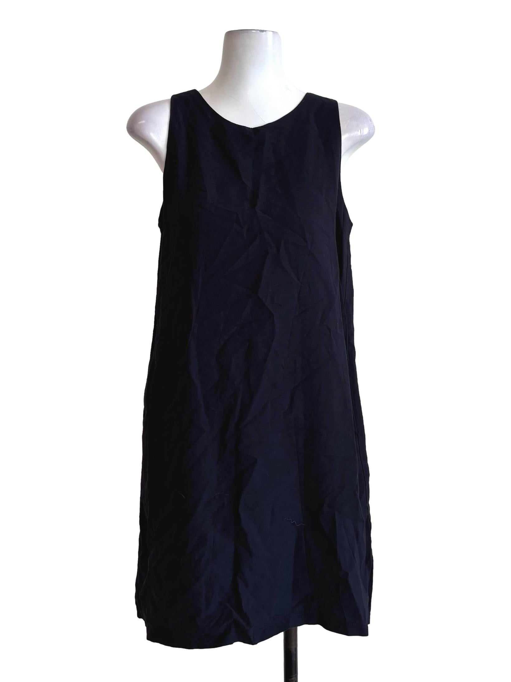 Navy Blue Sleeveless Round Neck Dress