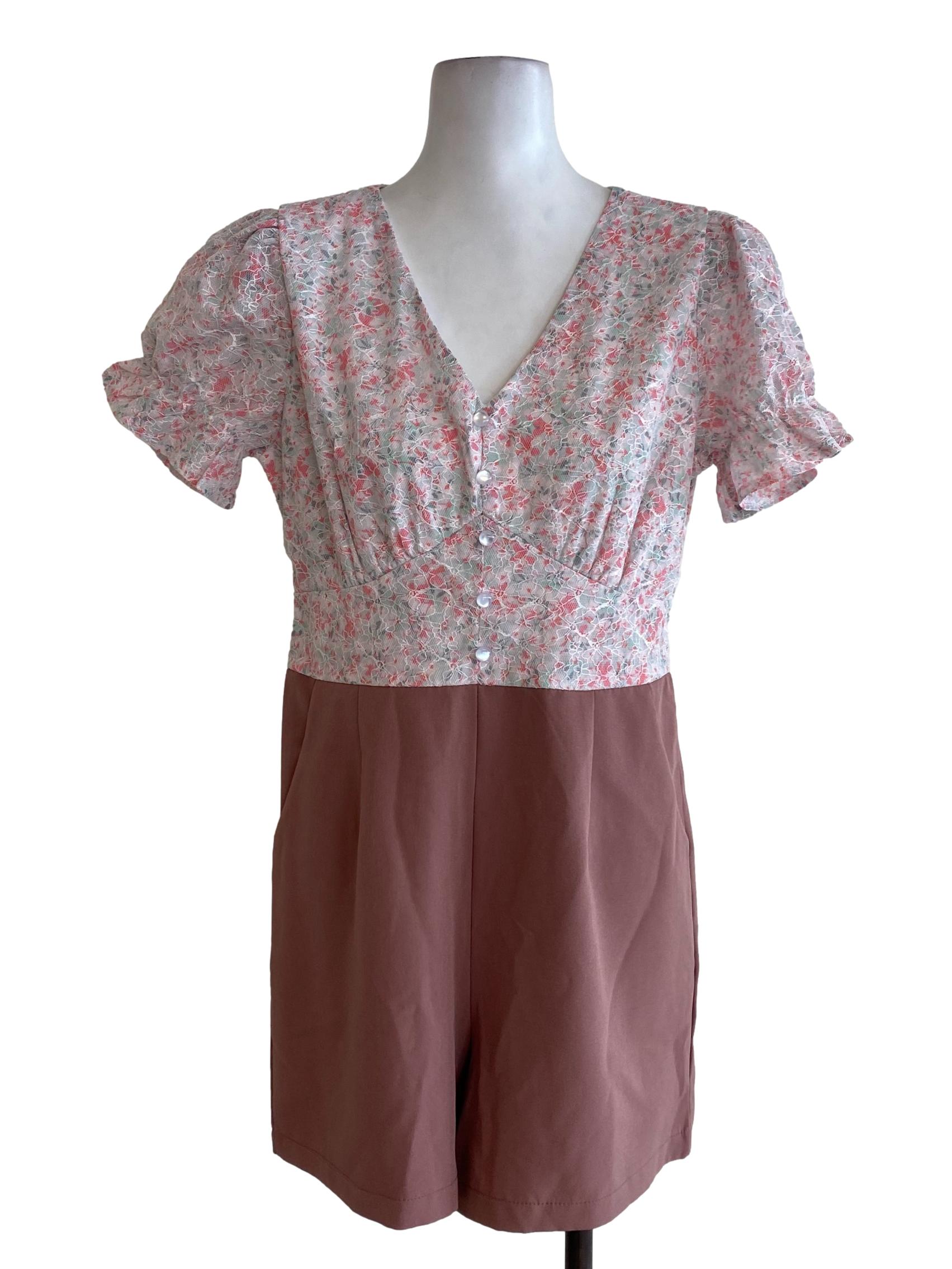 Pink Half Floral Rompers
