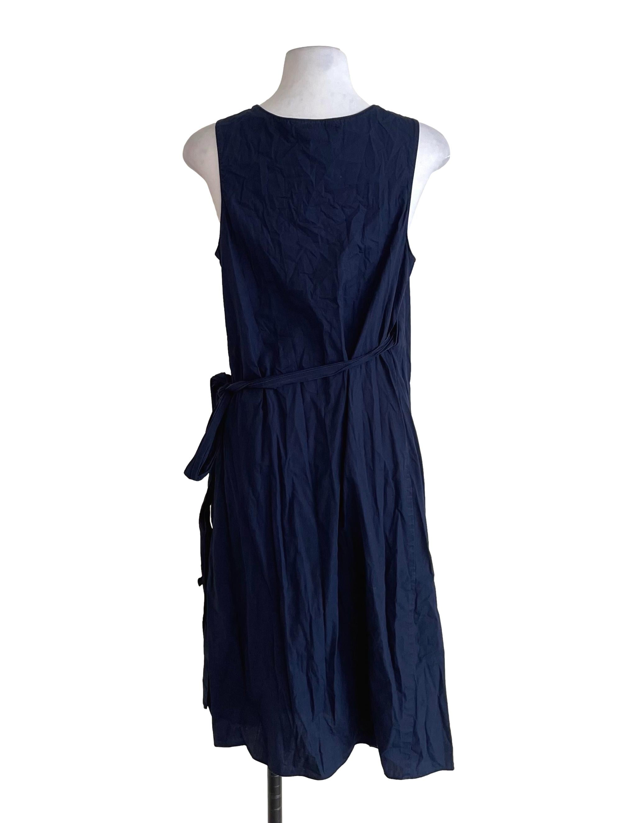 Navy Blue Sleeveless Wrap Dress