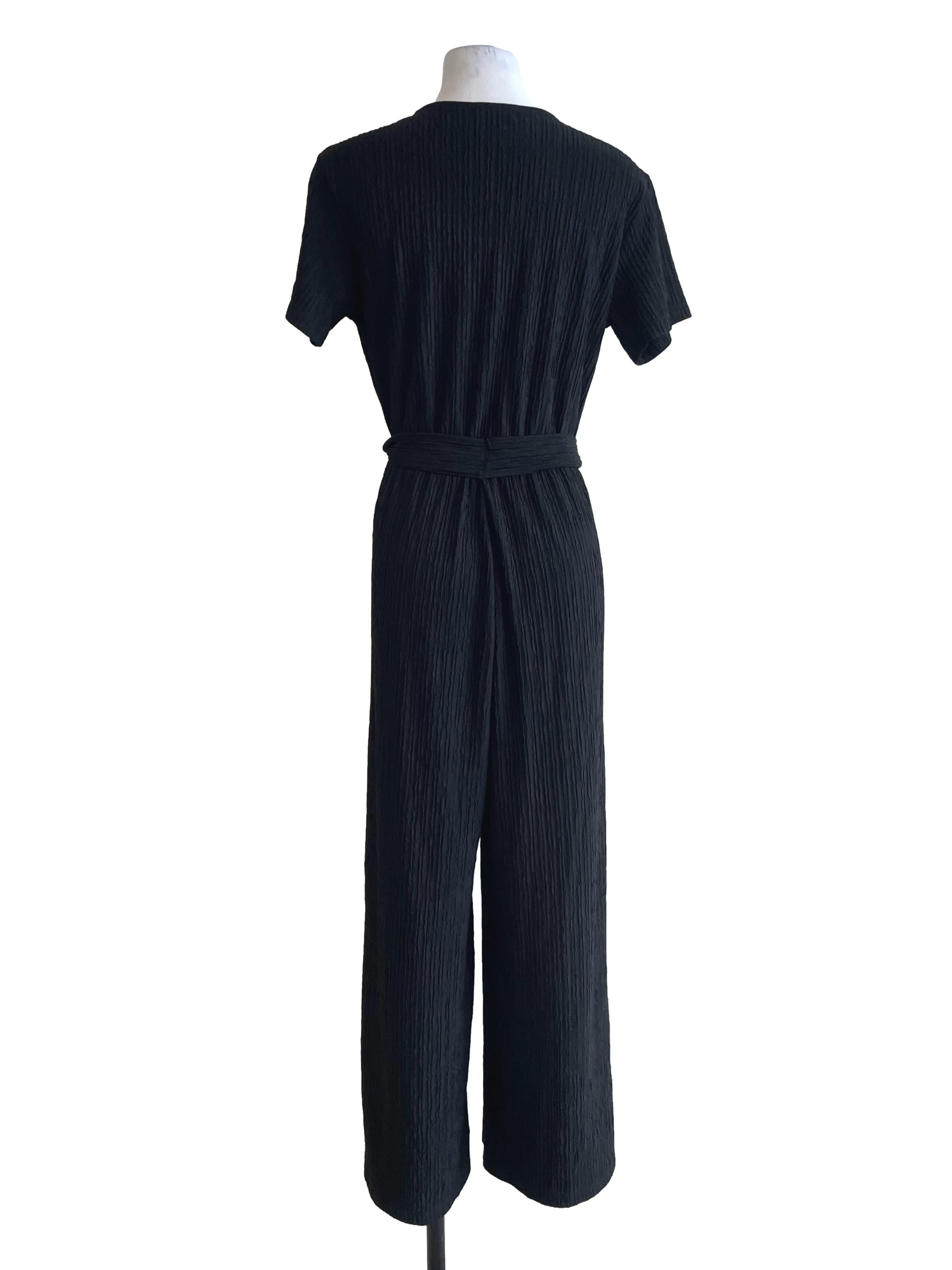 Black Crinkled Jumpsuits
