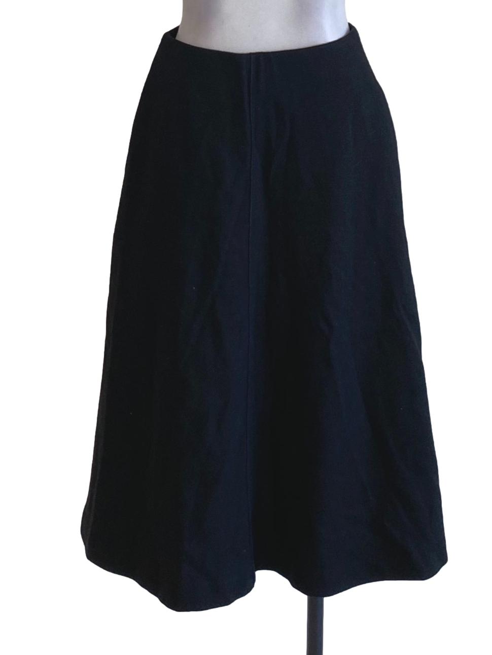 Jet Black High Waisted Fit A-Line Skirt