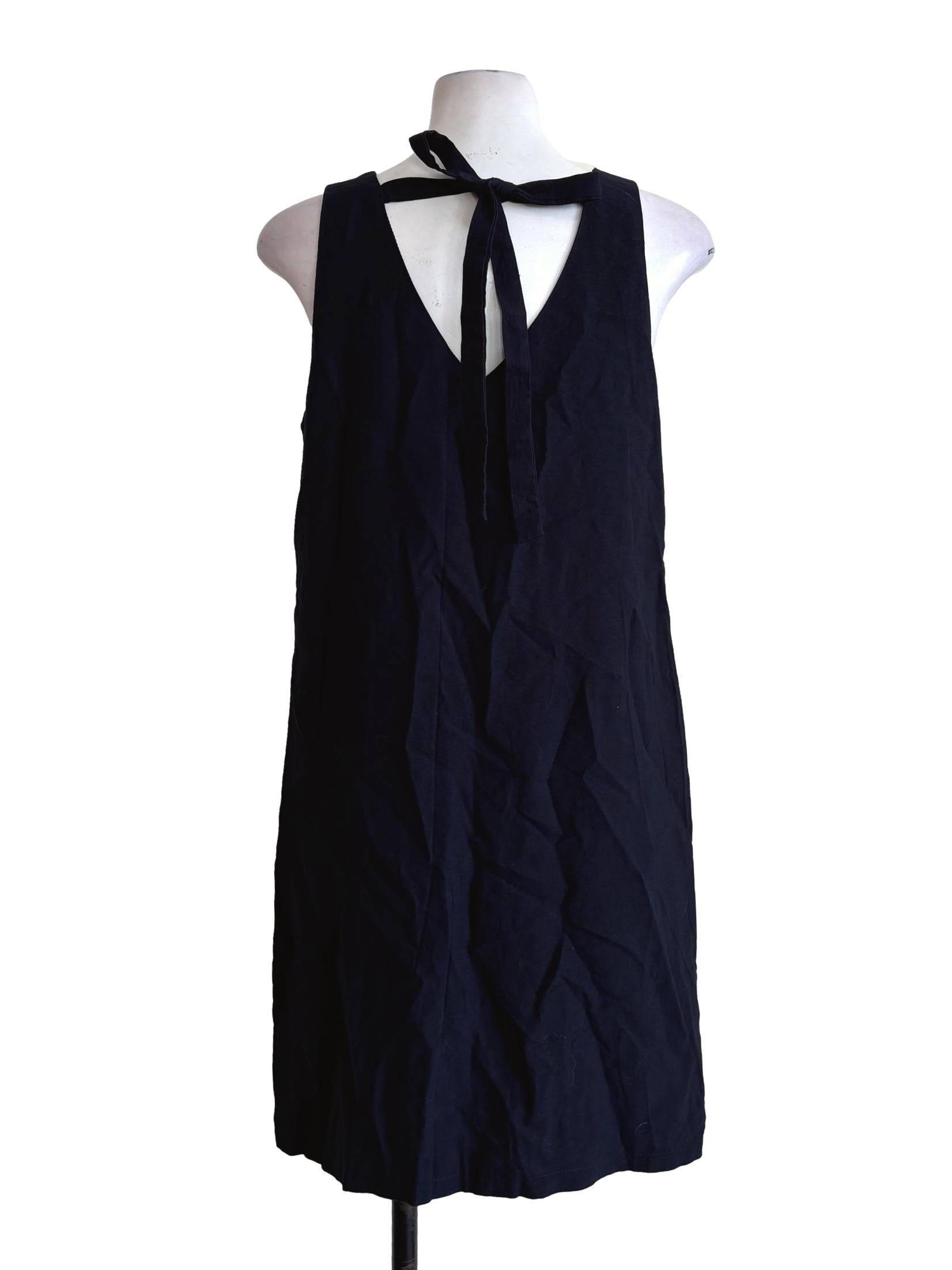 Navy Blue Sleeveless Round Neck Dress