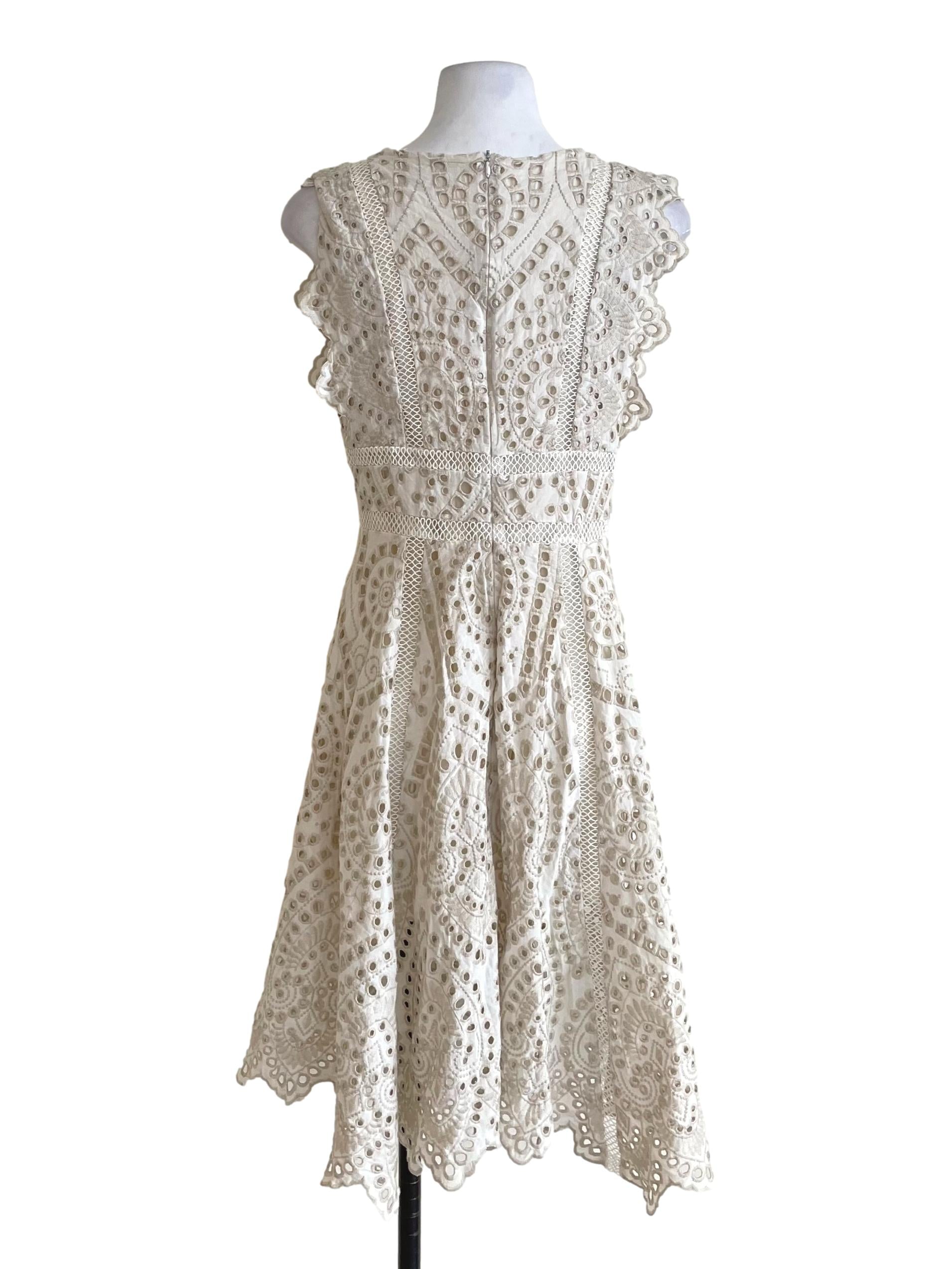 Off White Embroidery Hollow Sun Dress