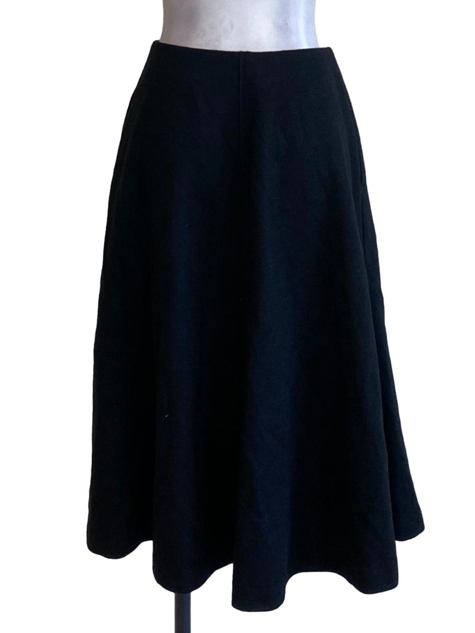 Jet Black High Waisted Fit A-Line Skirt