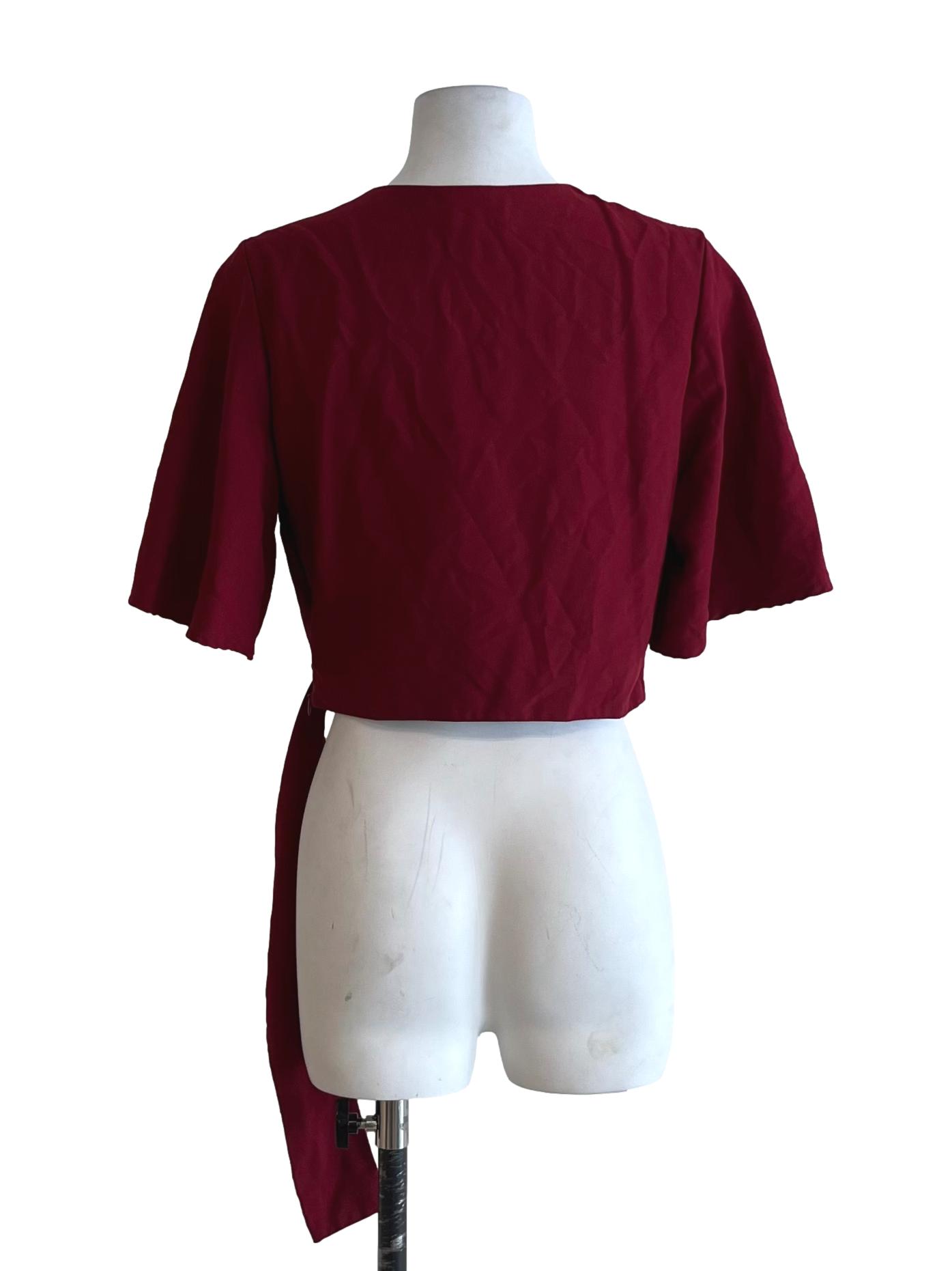 Wine Red V-Neckline Blouse