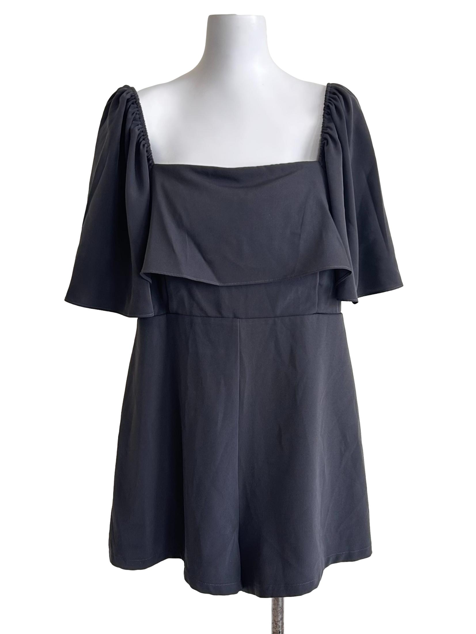 Storm Grey Flutter Sleeves Romper