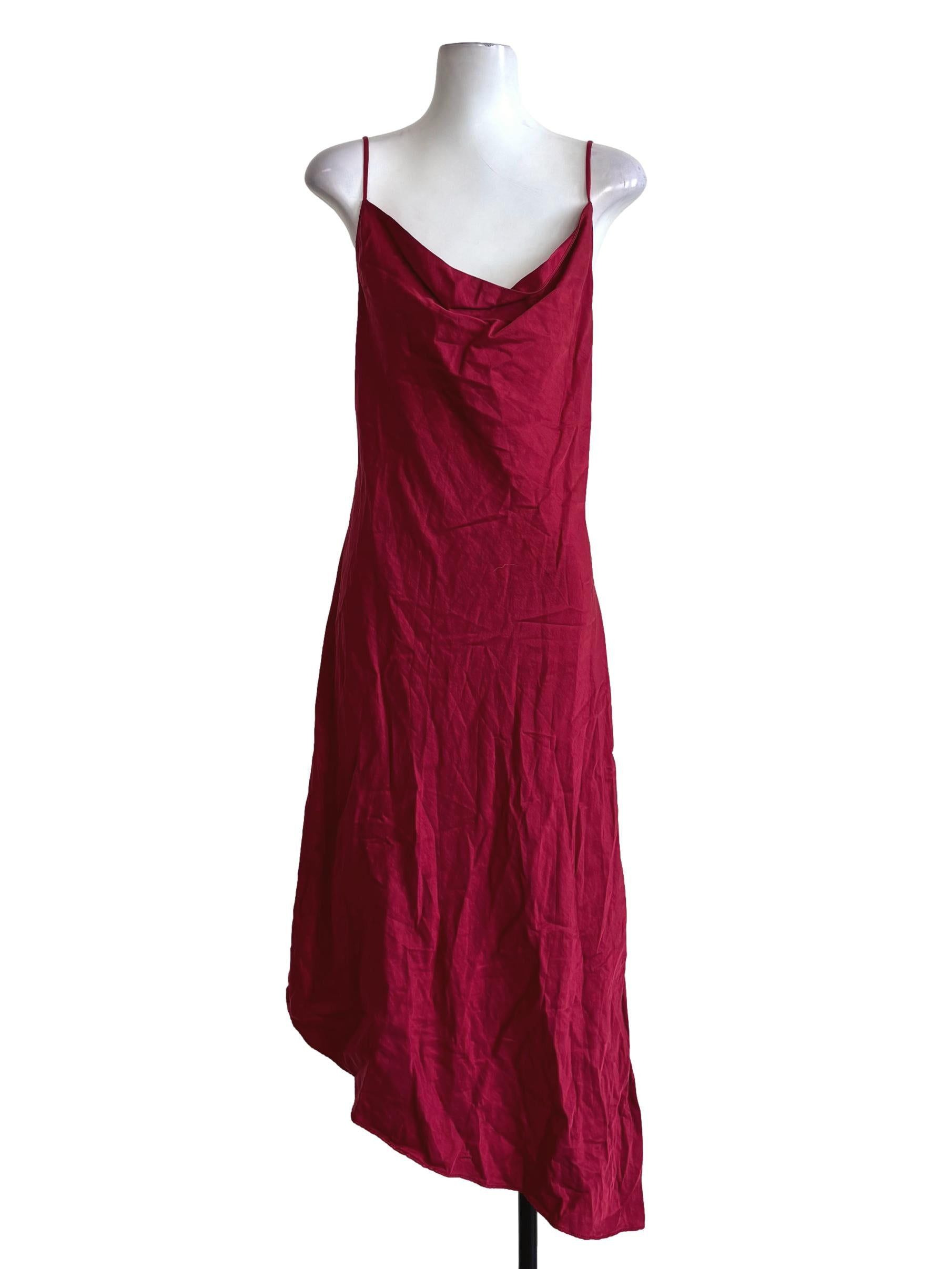 Lava Red Asymmetrical Cowl Dress