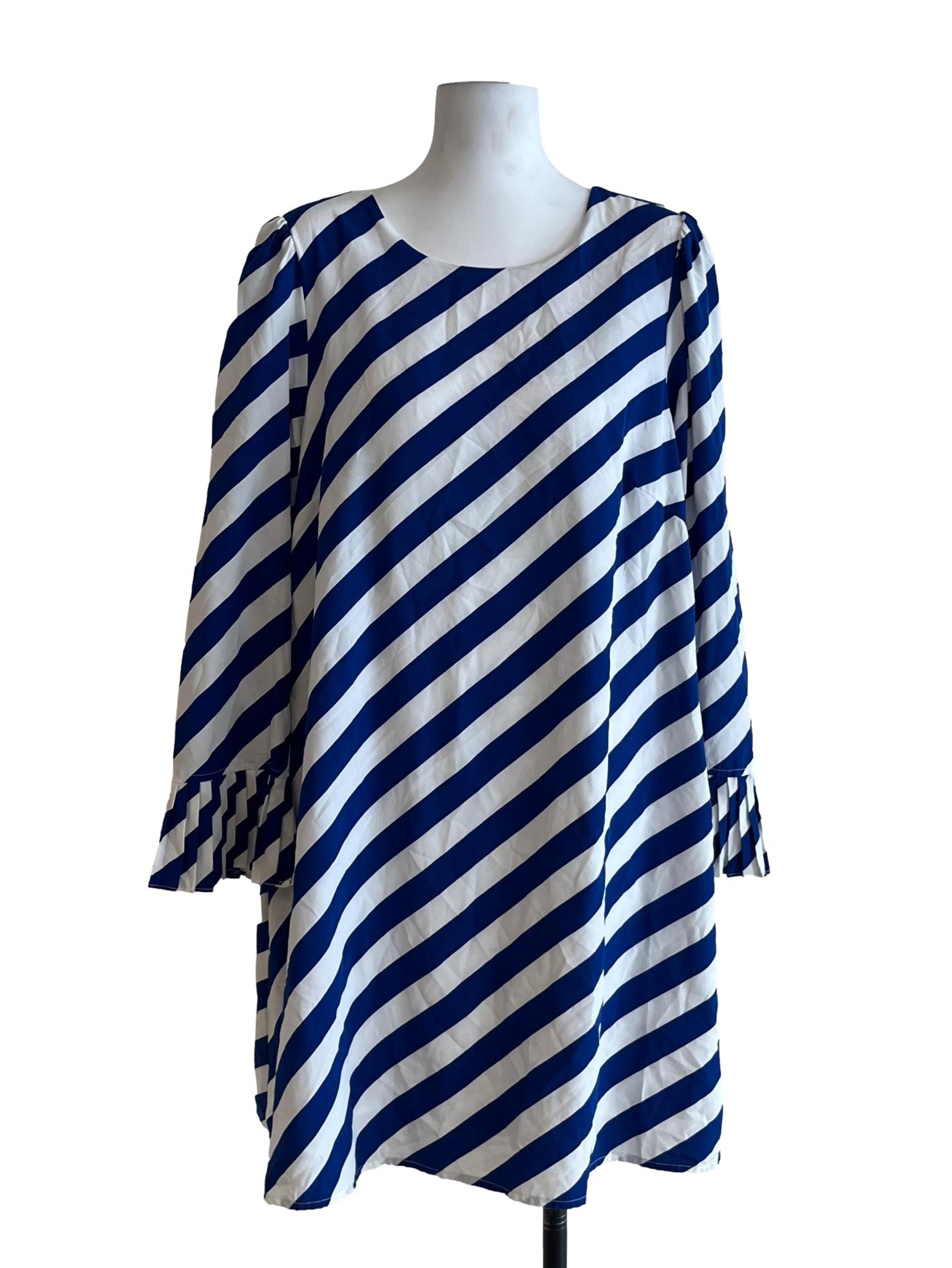 Cobalt Blue Awning Stripe Empire Dress