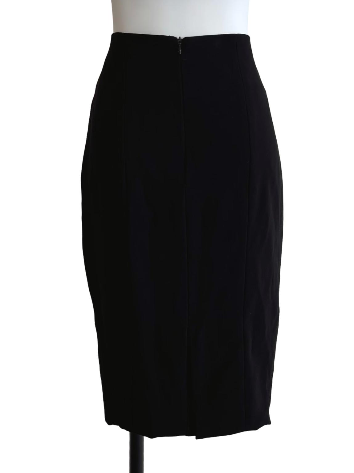 Rich Black Patch Pencil Skirt