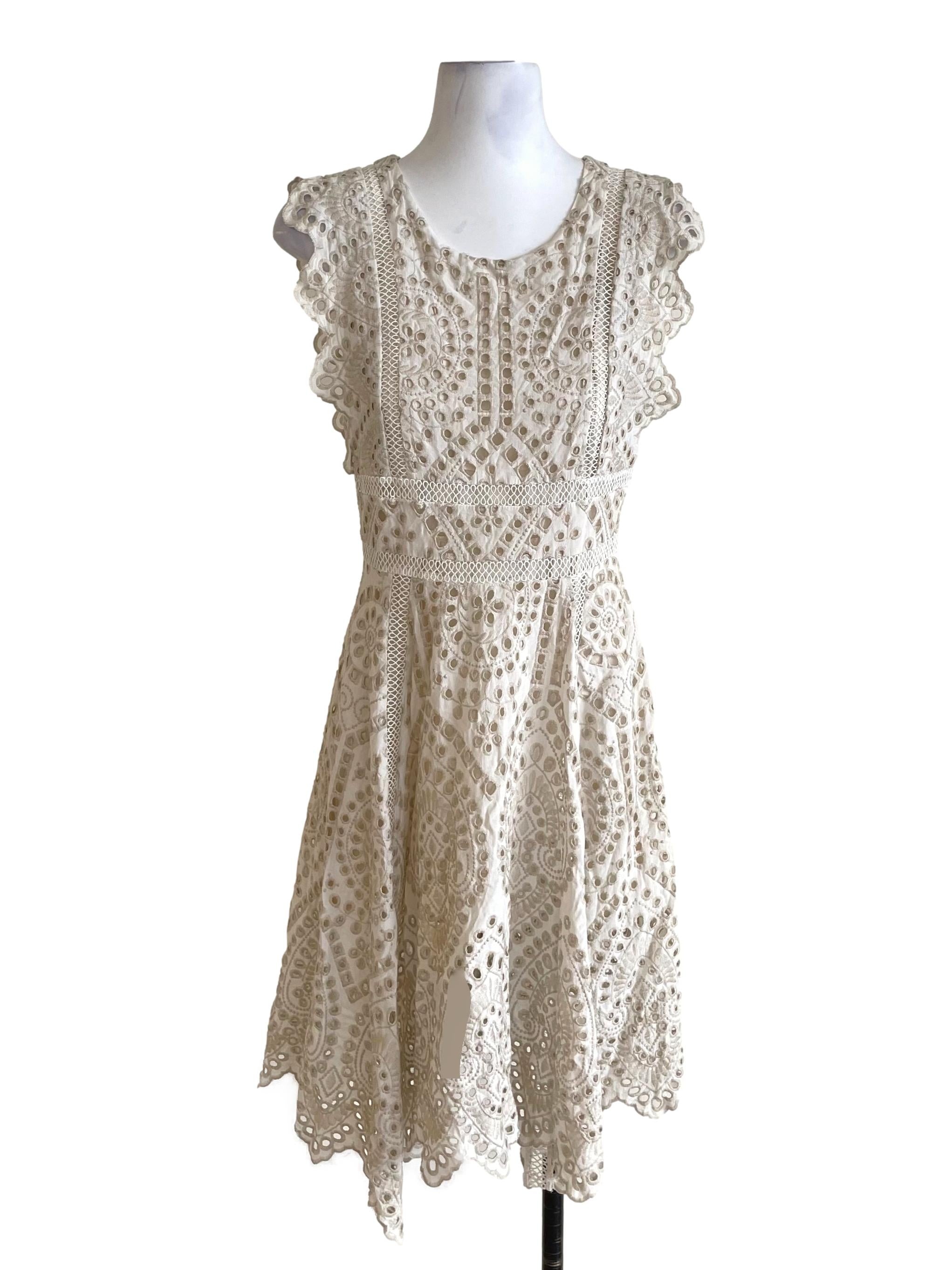 Off White Embroidery Hollow Sun Dress