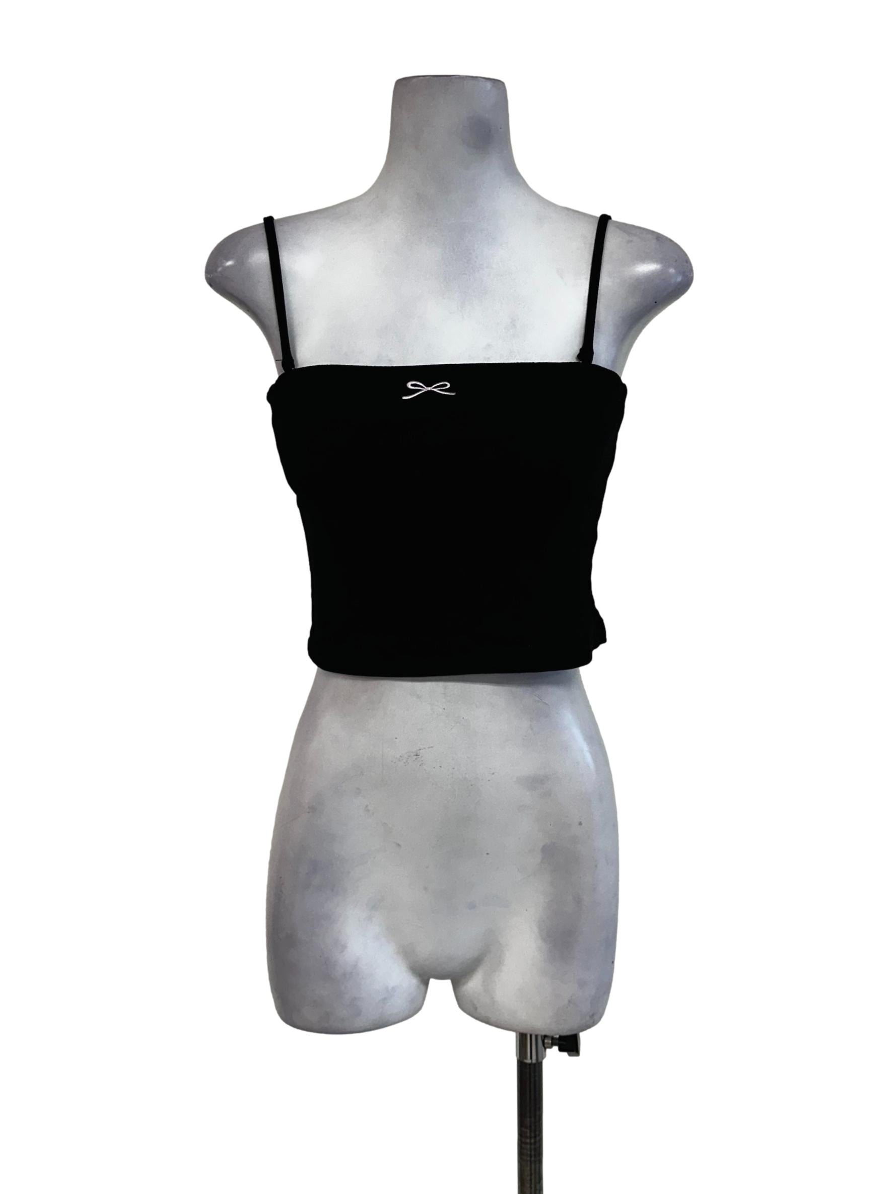 Black Padded Cotton Sleeveless Top