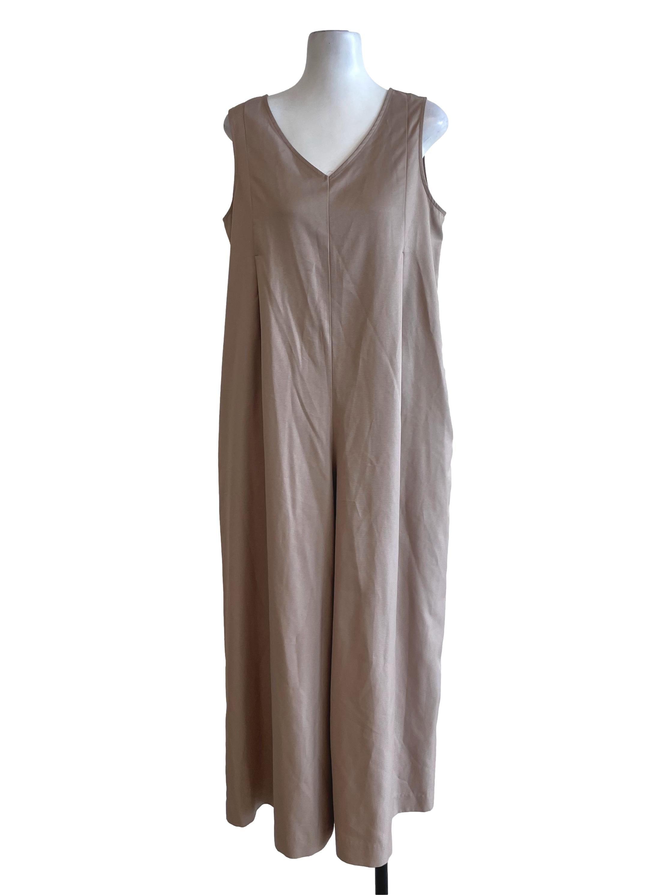 Peanut Brown Plain Jumpsuits