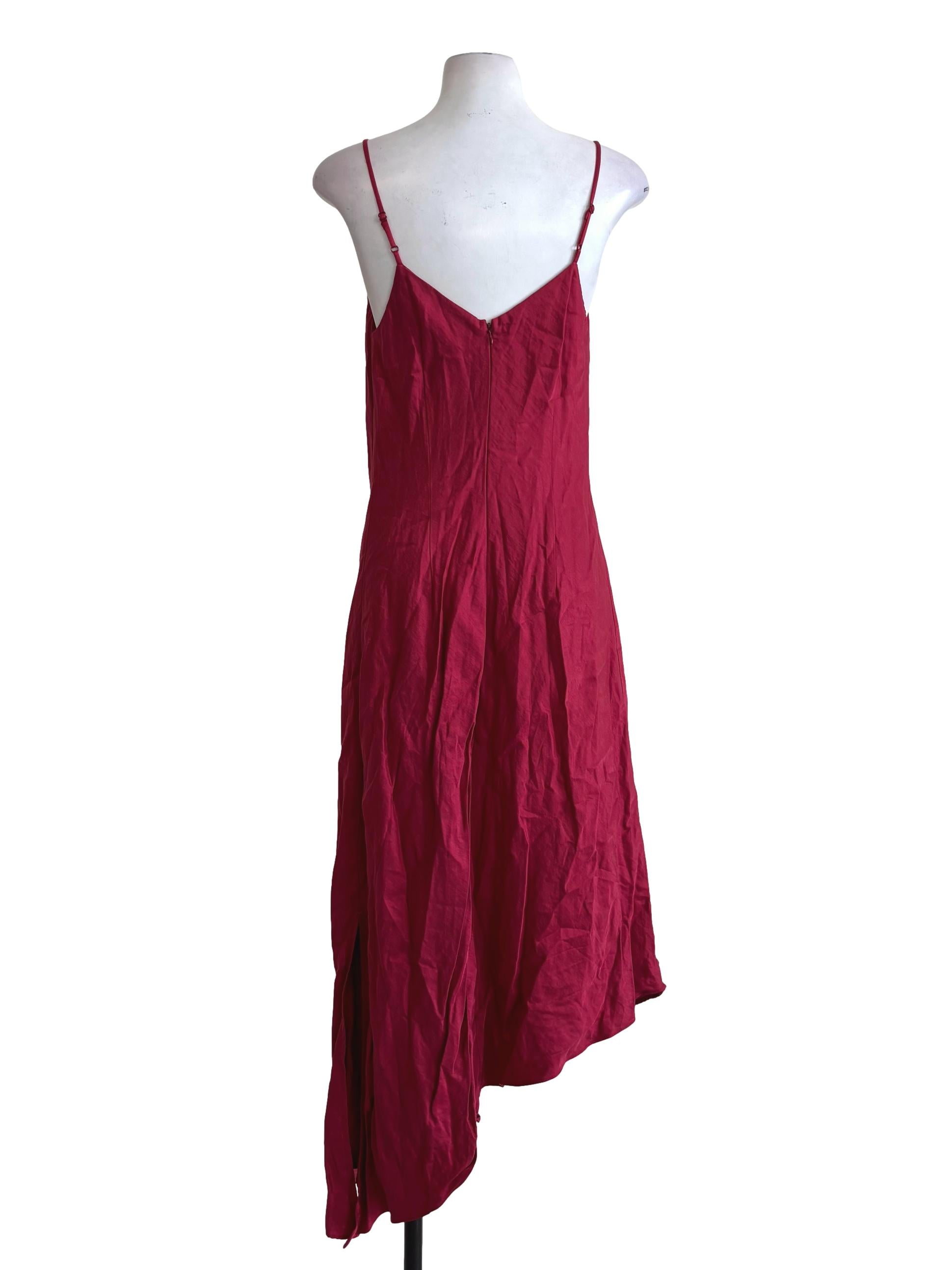 Lava Red Asymmetrical Cowl Dress