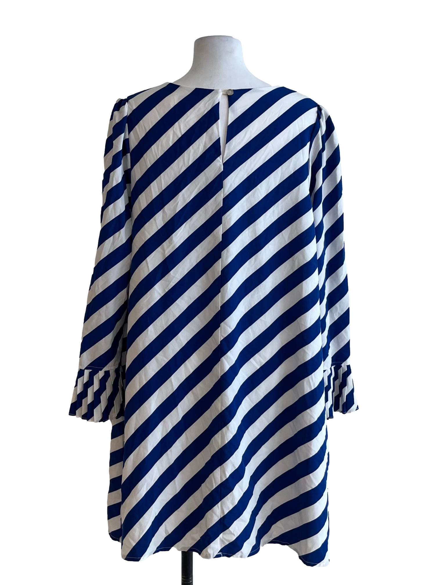 Cobalt Blue Awning Stripe Empire Dress