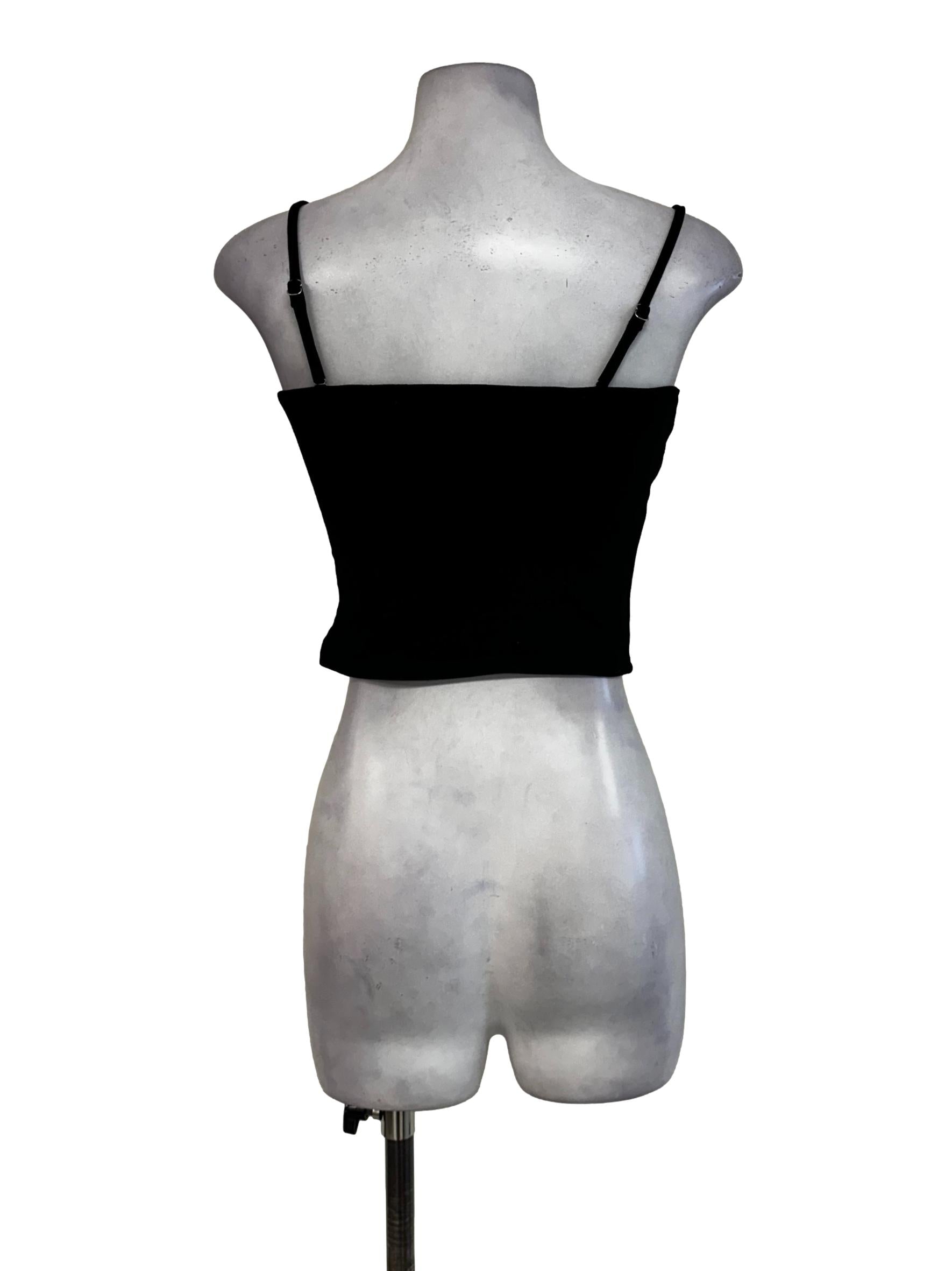 Black Padded Cotton Sleeveless Top