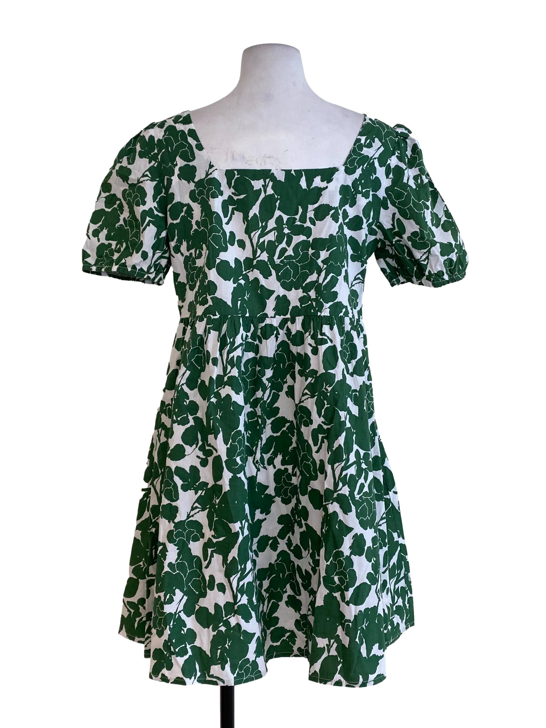 Green Floral Blouson Dress