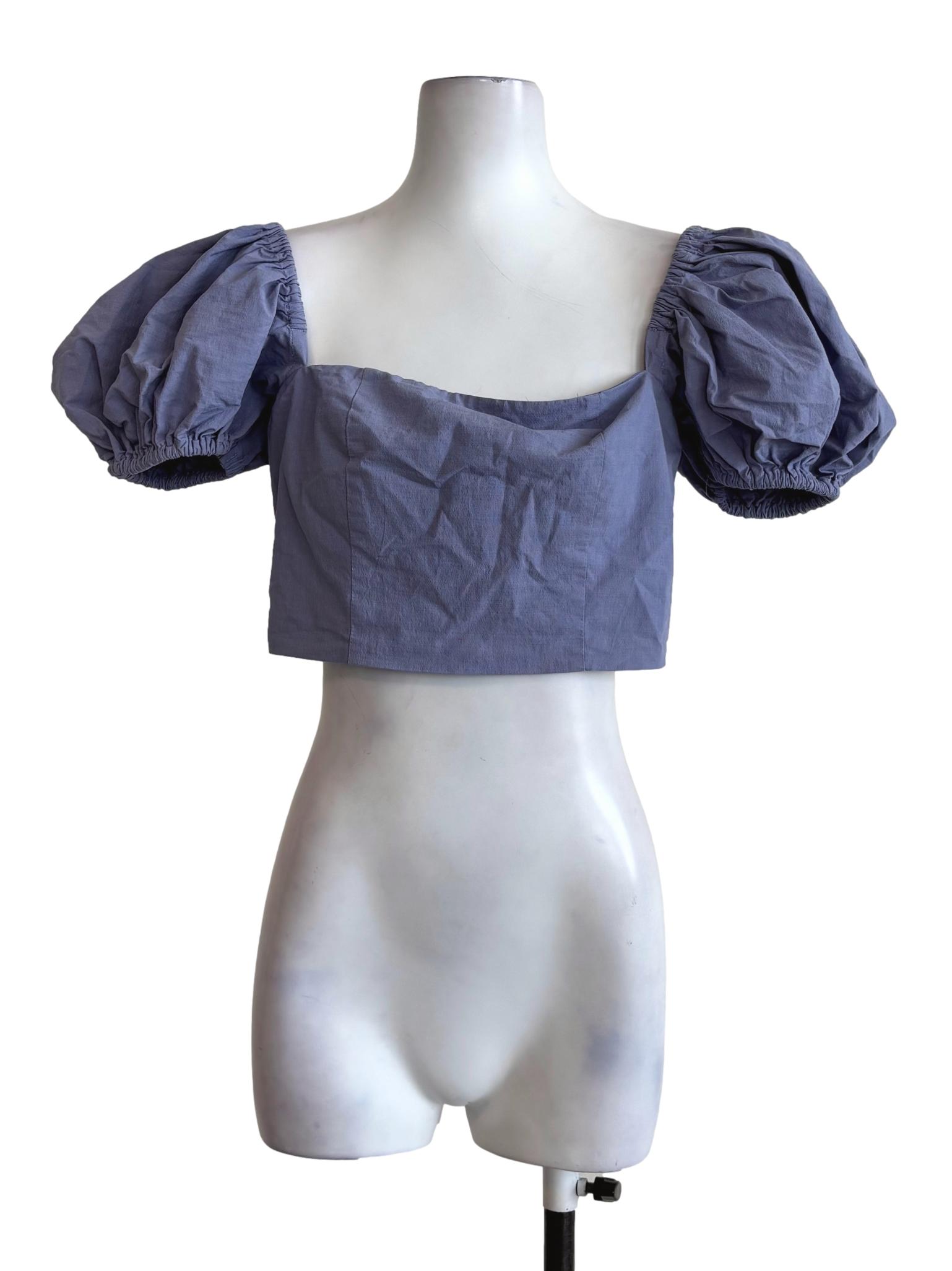 Dusty Purple Puffed Crop Top