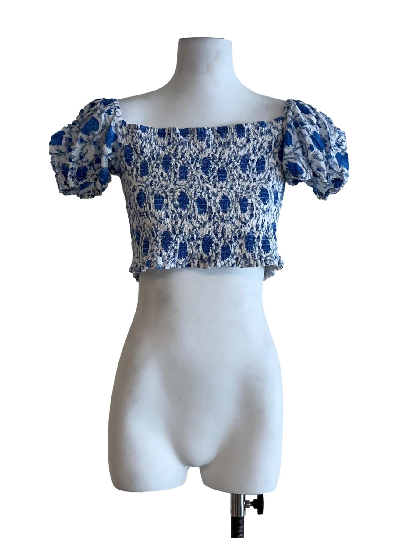 Blue Pleated Blouse